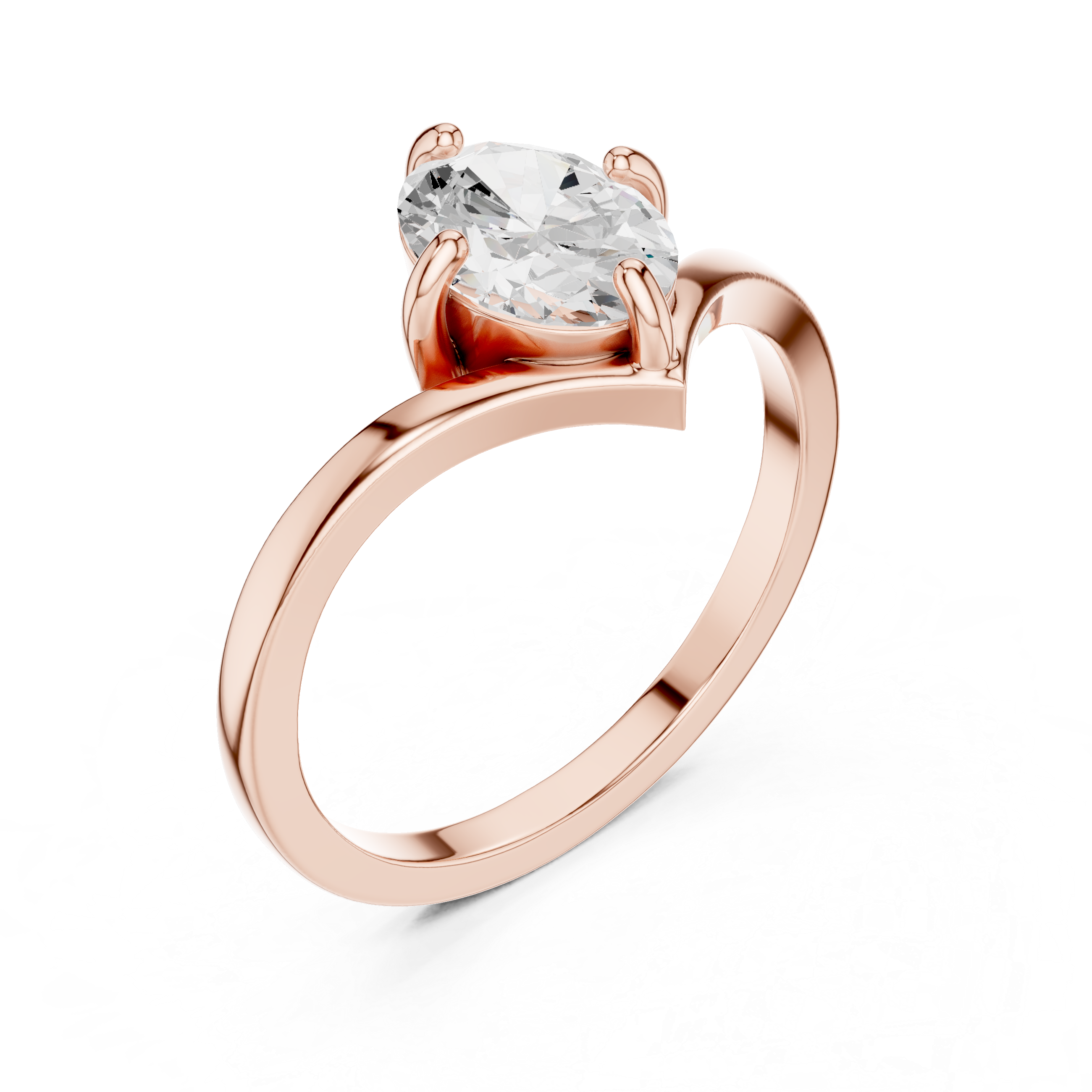 Curved Shank Oval Cut Solitaire Ring
