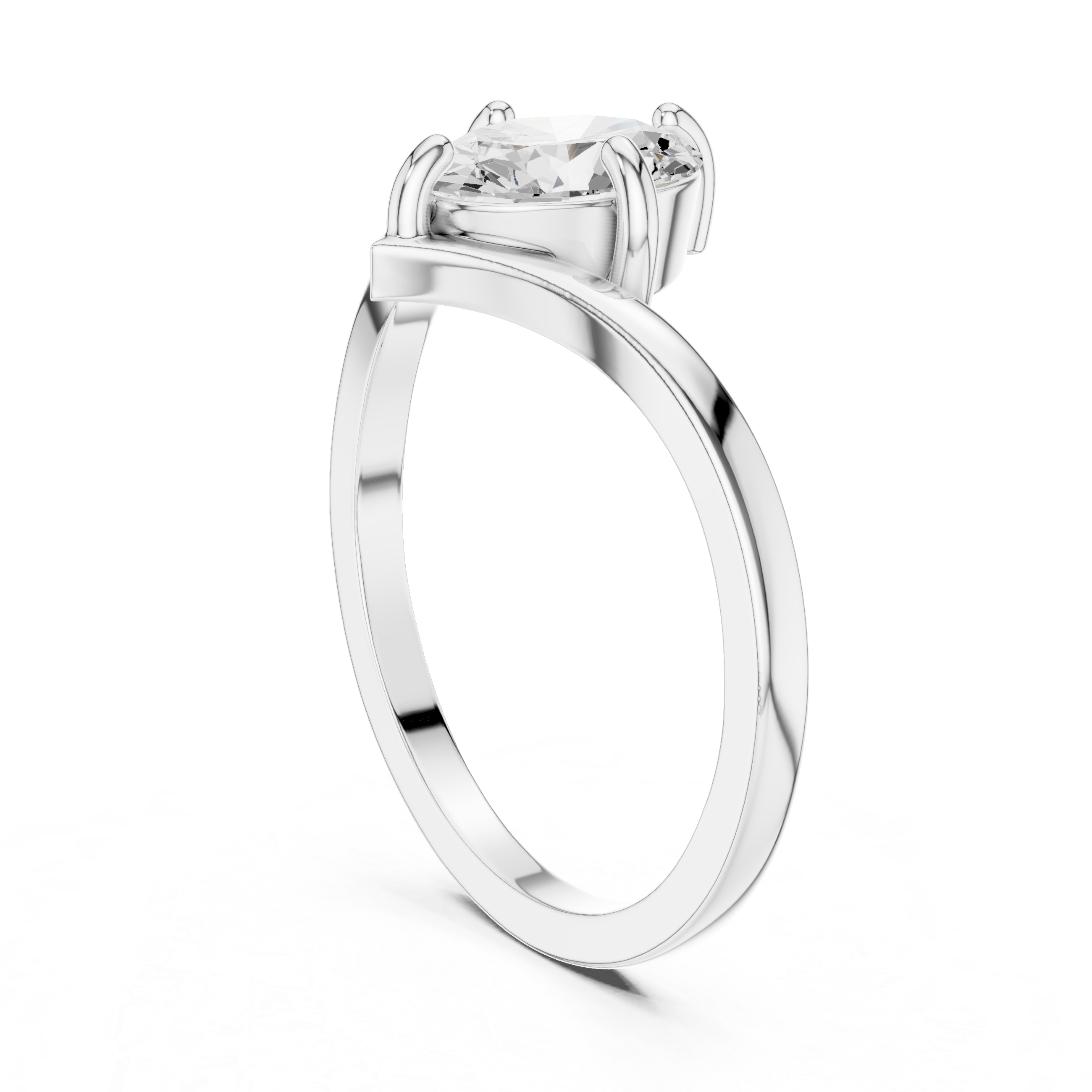 Curved Shank Oval Cut Solitaire Ring
