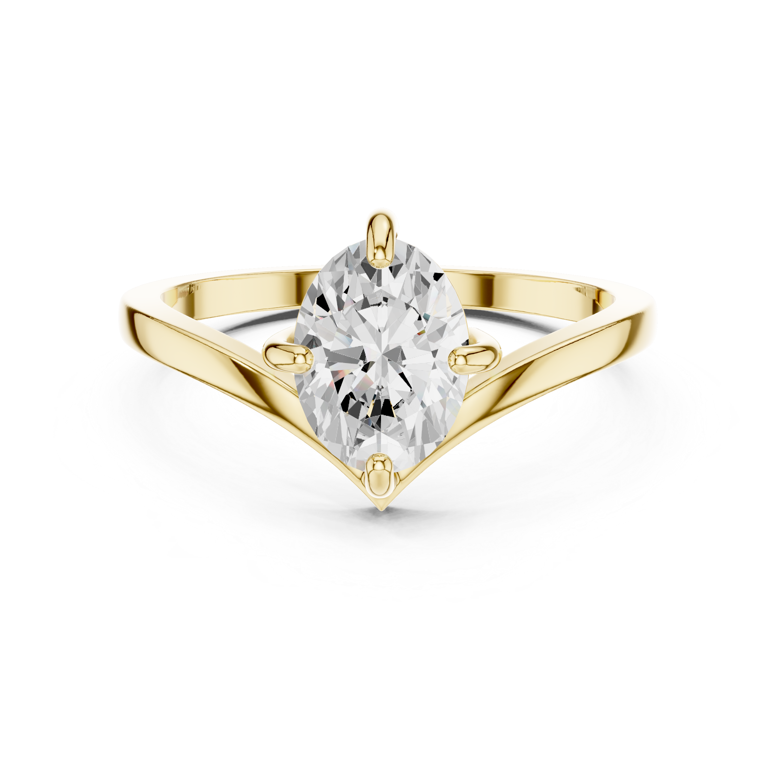 Curved Shank Oval Cut Solitaire Ring