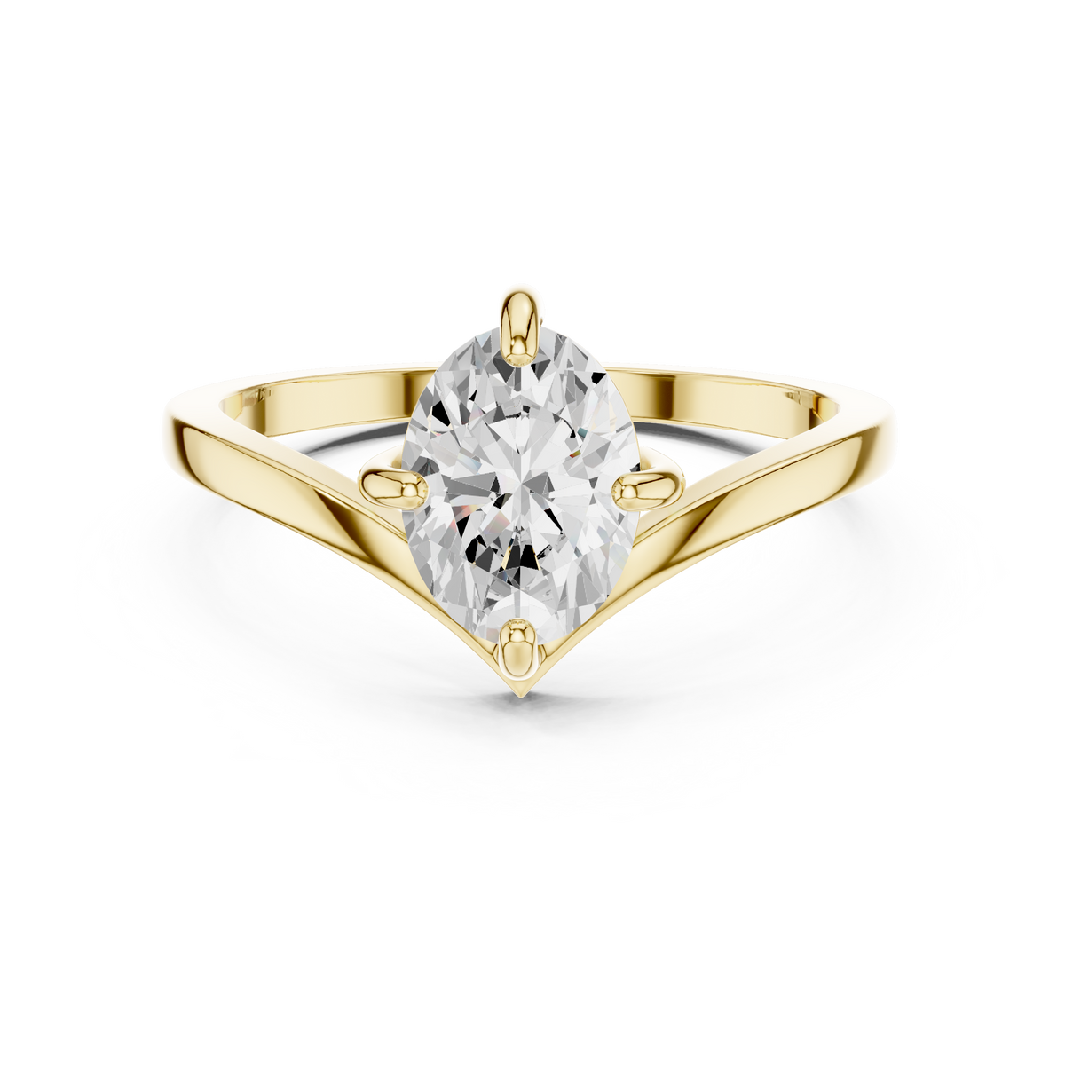 Curved Shank Oval Cut Solitaire Ring