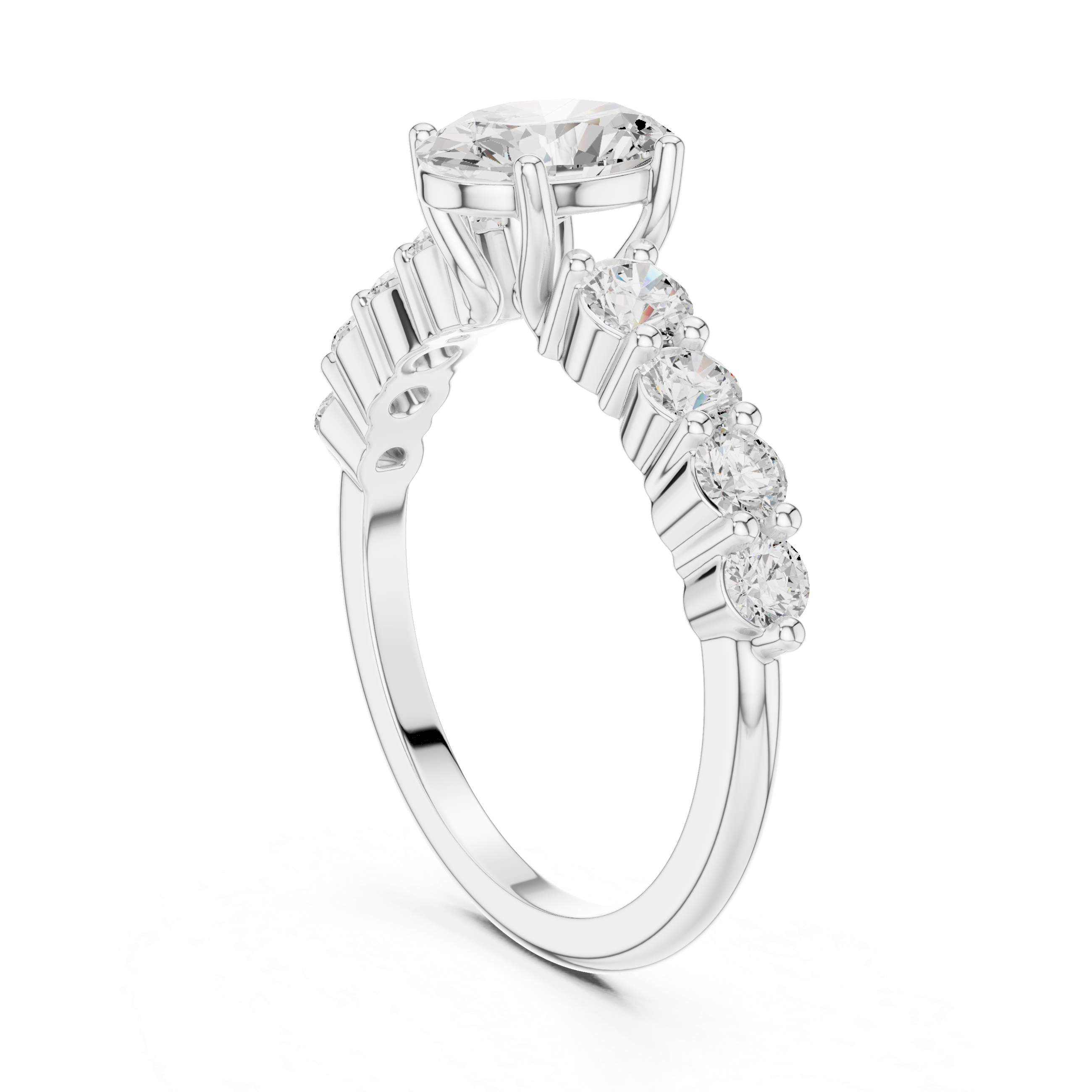 Oval Diamond Prong Set Tapered Engagement Ring