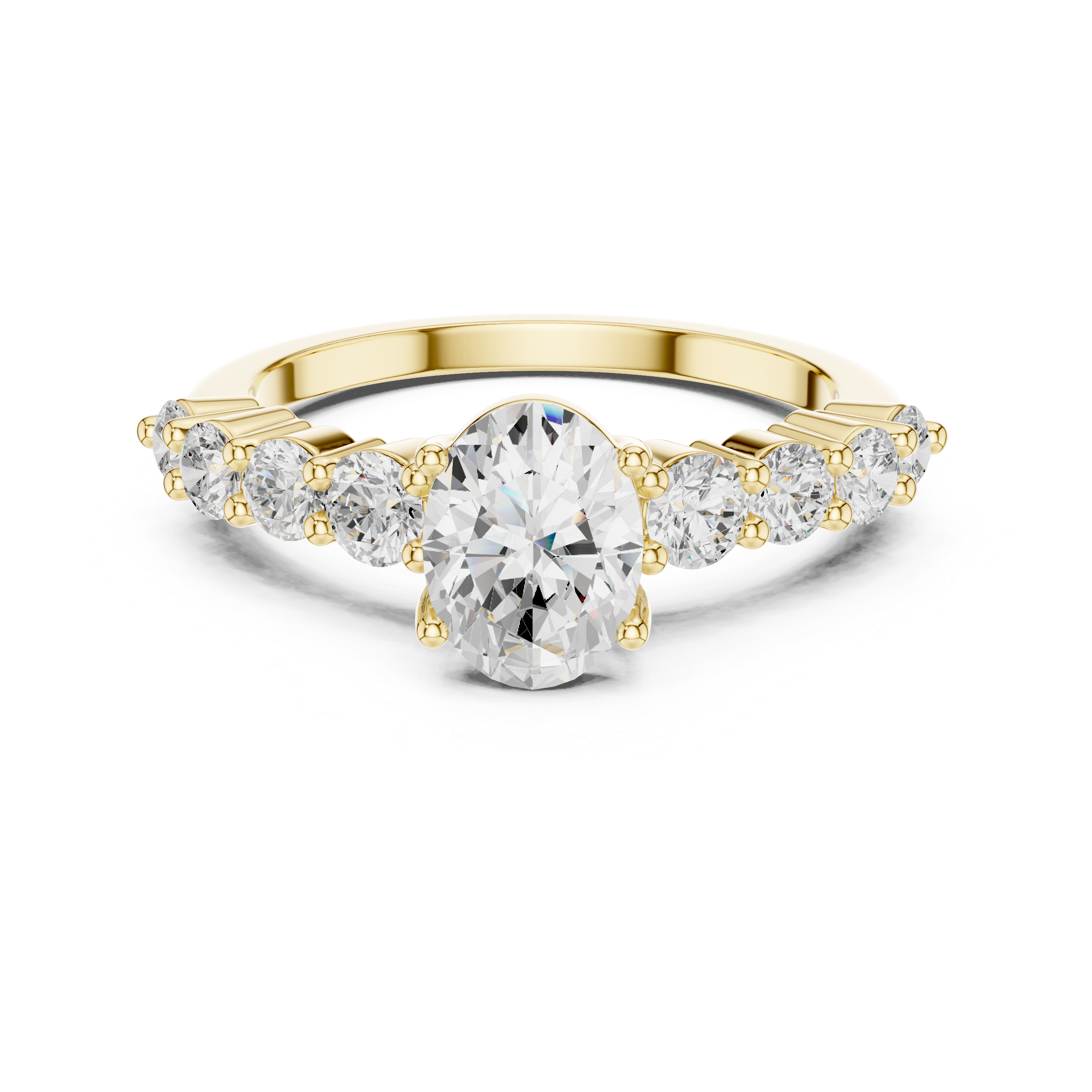 Oval Diamond Prong Set Tapered Engagement Ring