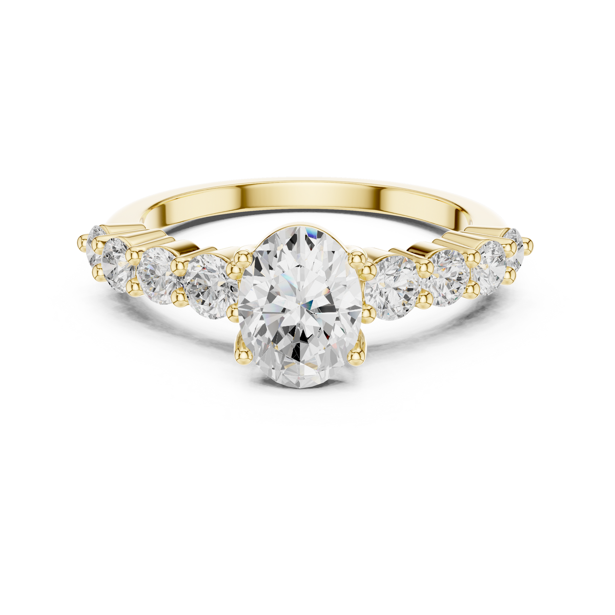 Oval Diamond Prong Set Tapered Engagement Ring