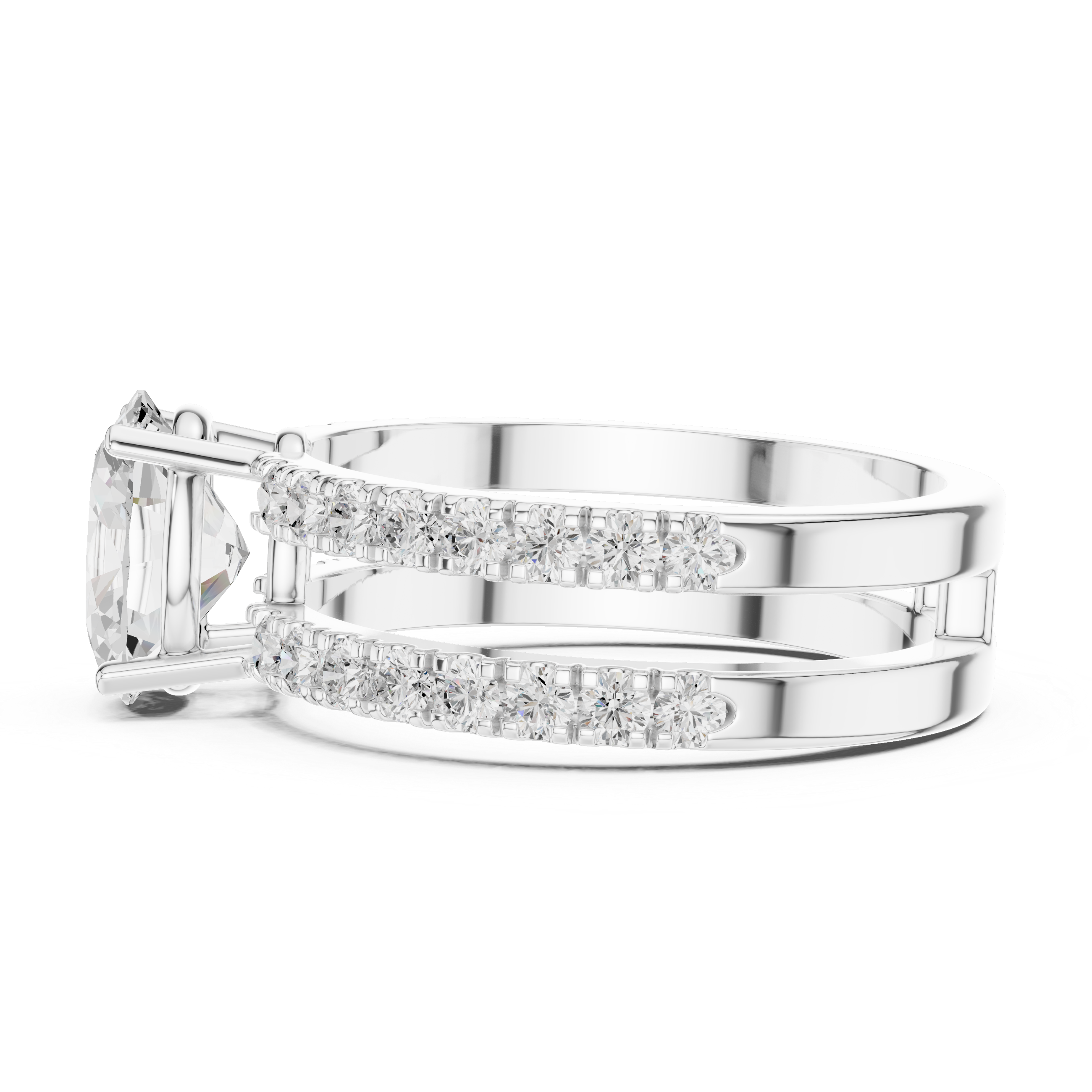 Oval Cut Diamond Double Row Band Engagement Ring