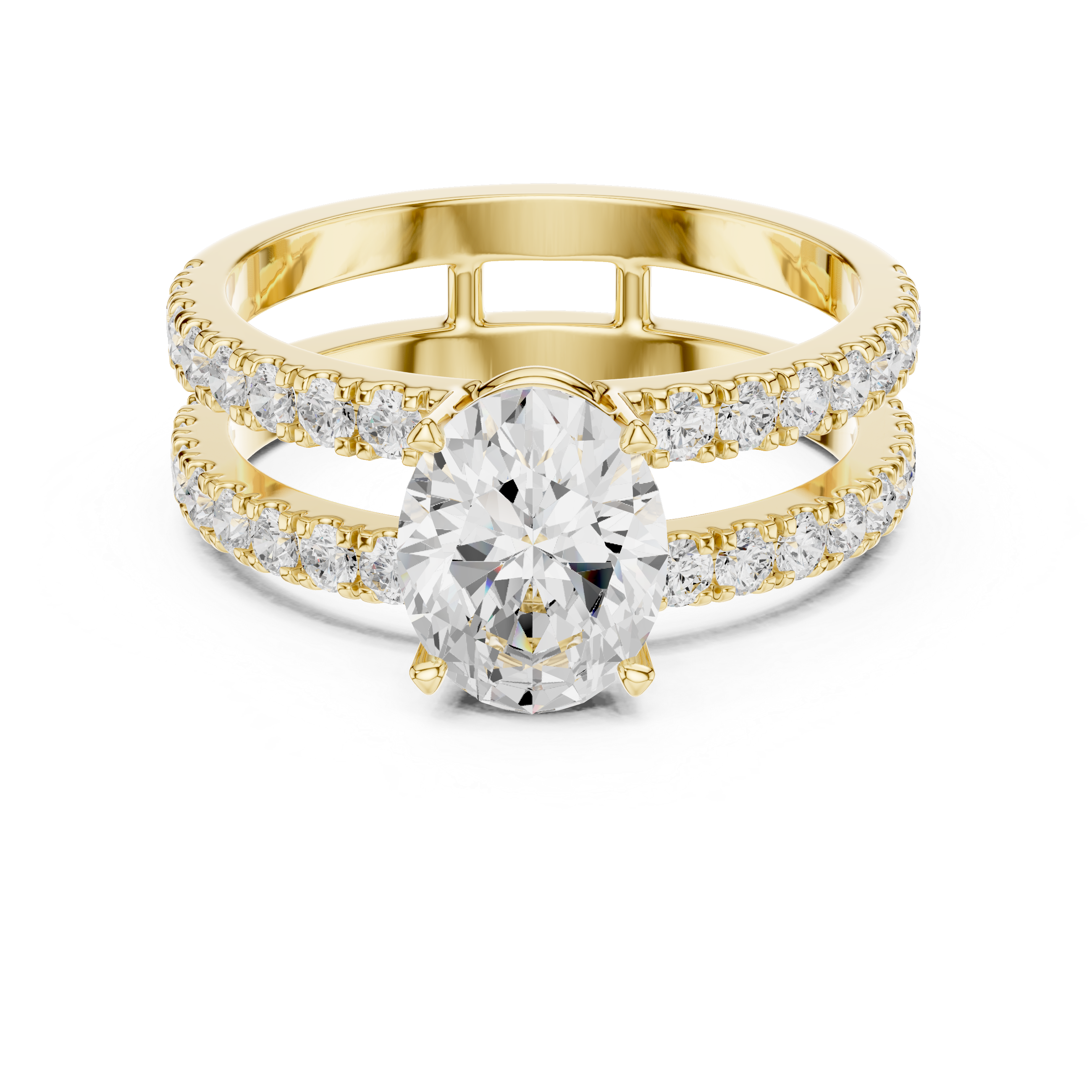 Oval Cut Diamond Double Row Band Engagement Ring