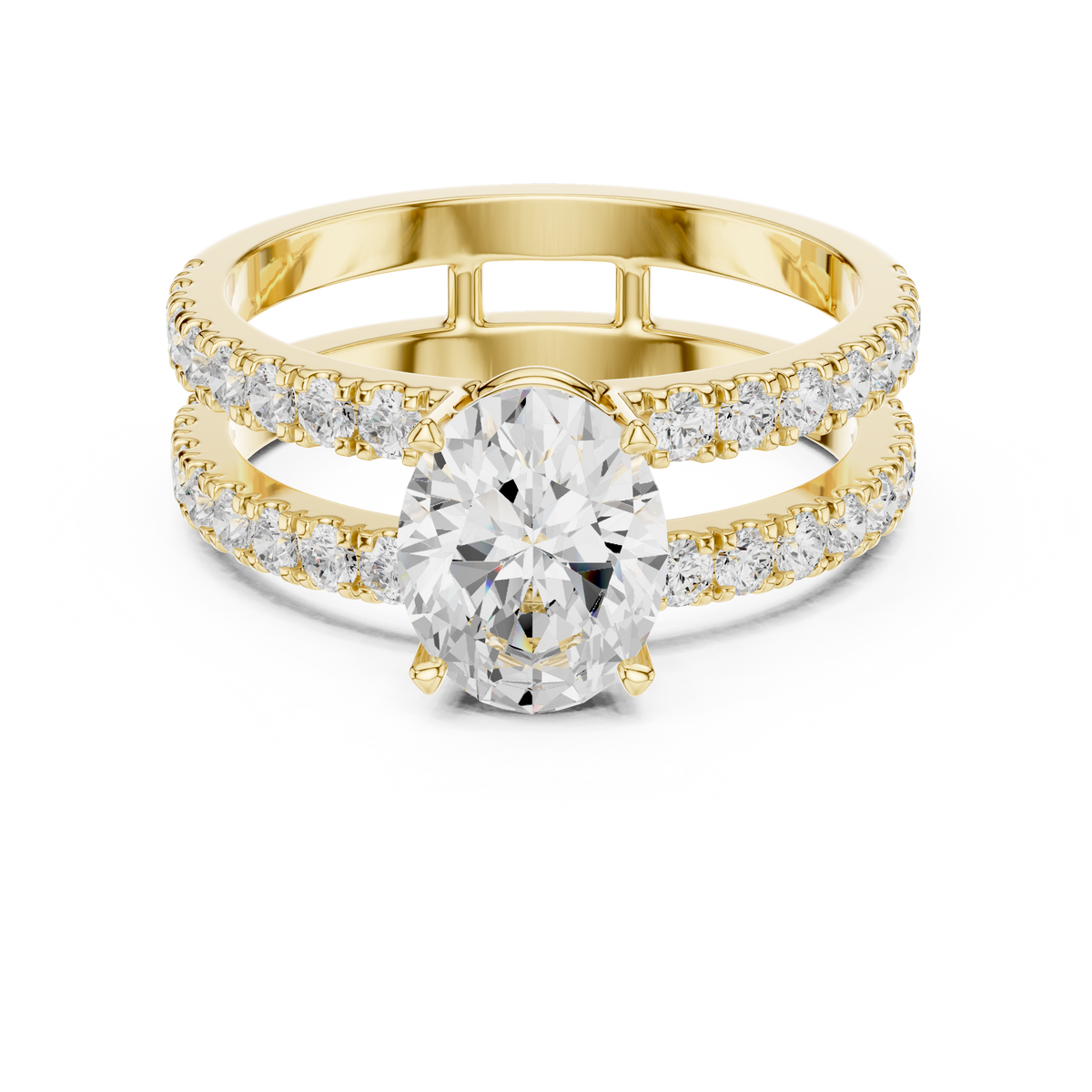 Oval Cut Diamond Double Row Band Engagement Ring