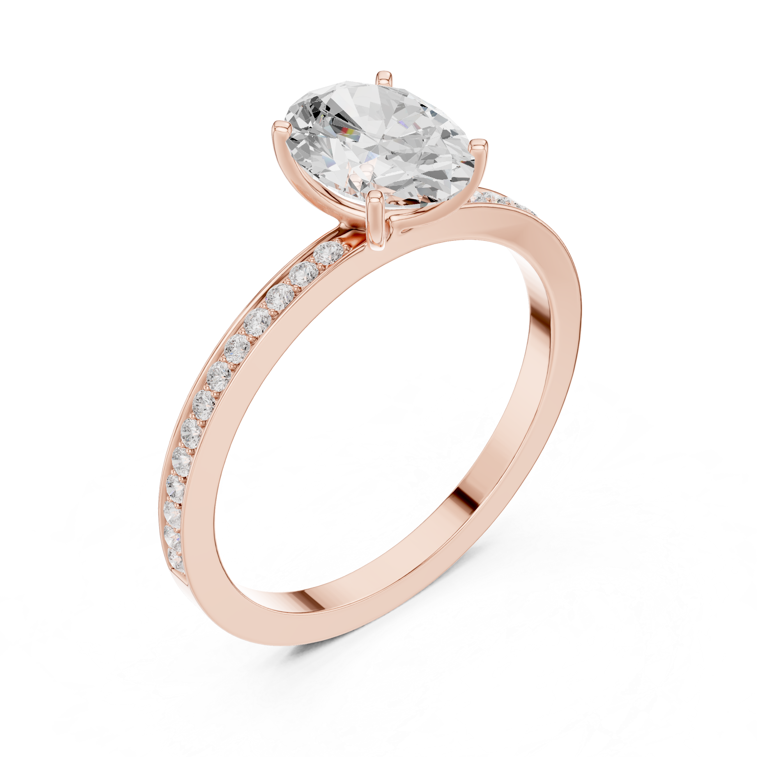Oval Cut Diamond with Channel-Set Pavé Engagement Ring