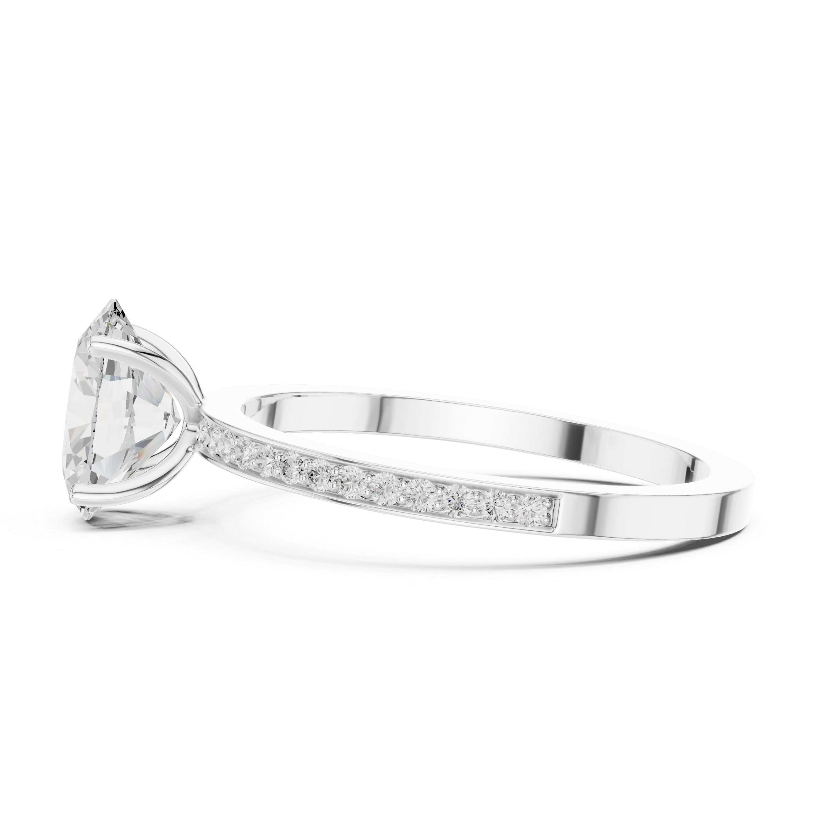 Oval Cut Diamond with Channel-Set Pavé Engagement Ring