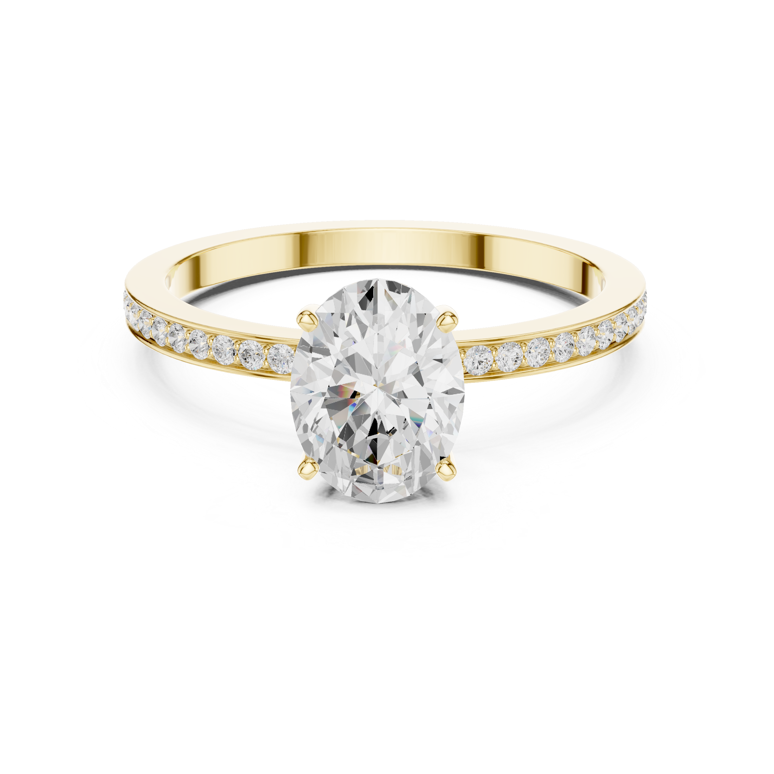 Oval Cut Diamond with Channel-Set Pavé Engagement Ring