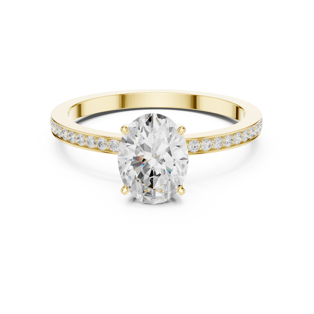 Oval Cut Diamond with Channel-Set Pavé Engagement Ring