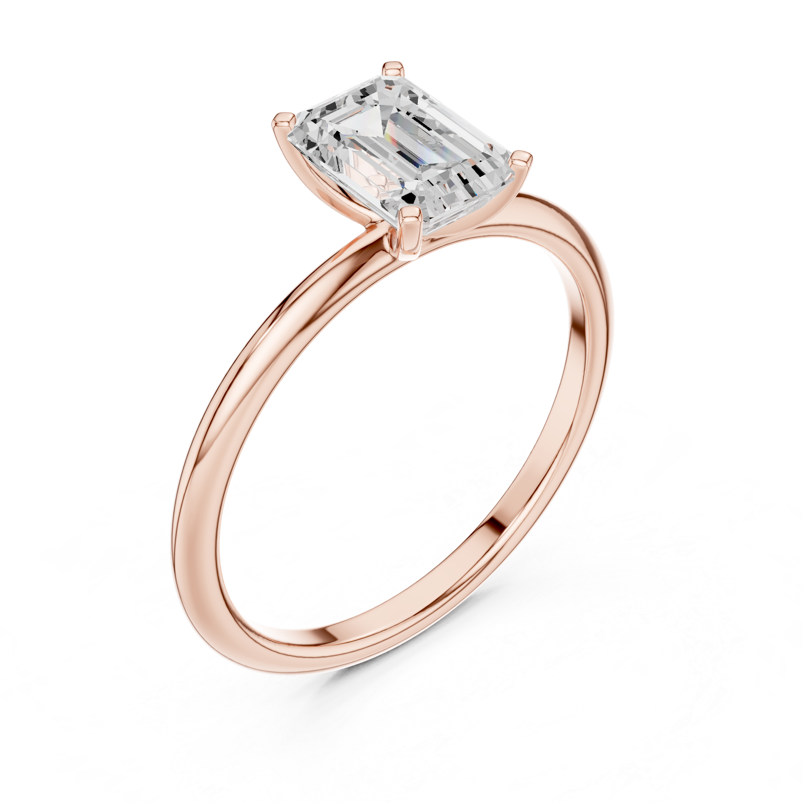 Four Prong Set Emerald Cut Diamond Ring