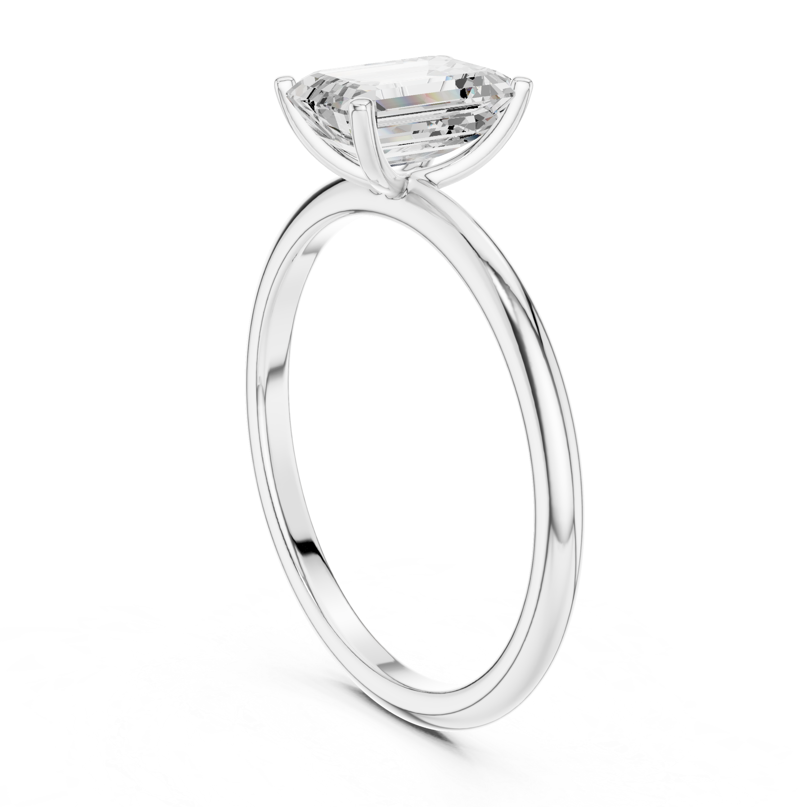 Four Prong Set Emerald Cut Diamond Ring