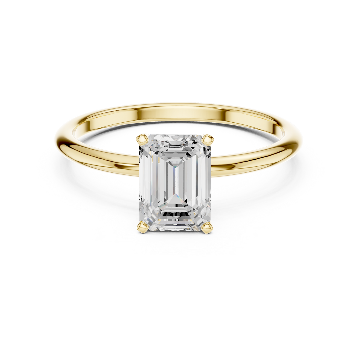Four Prong Set Emerald Cut Diamond Ring