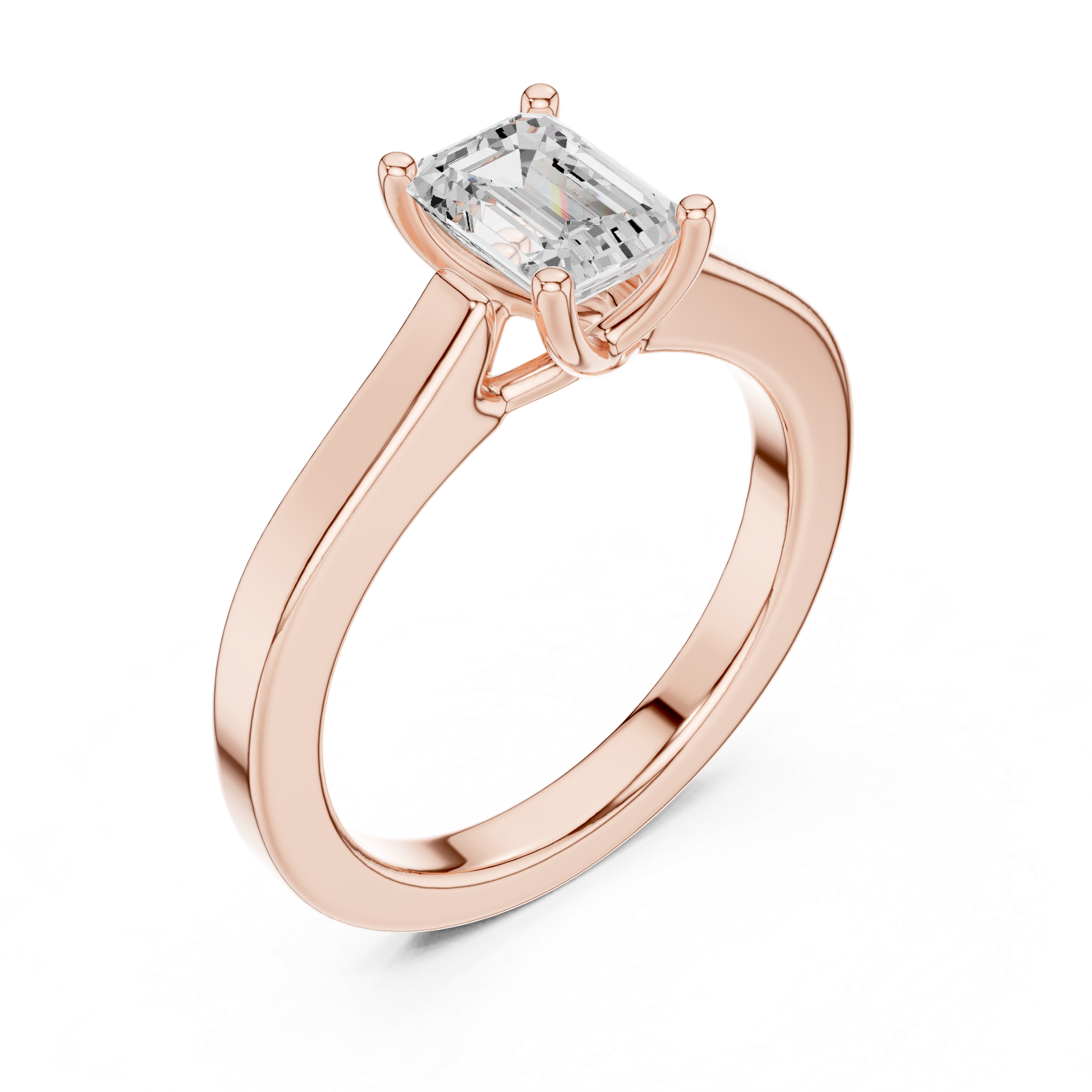 Cathedral Emerald Cut Lab Diamond Ring