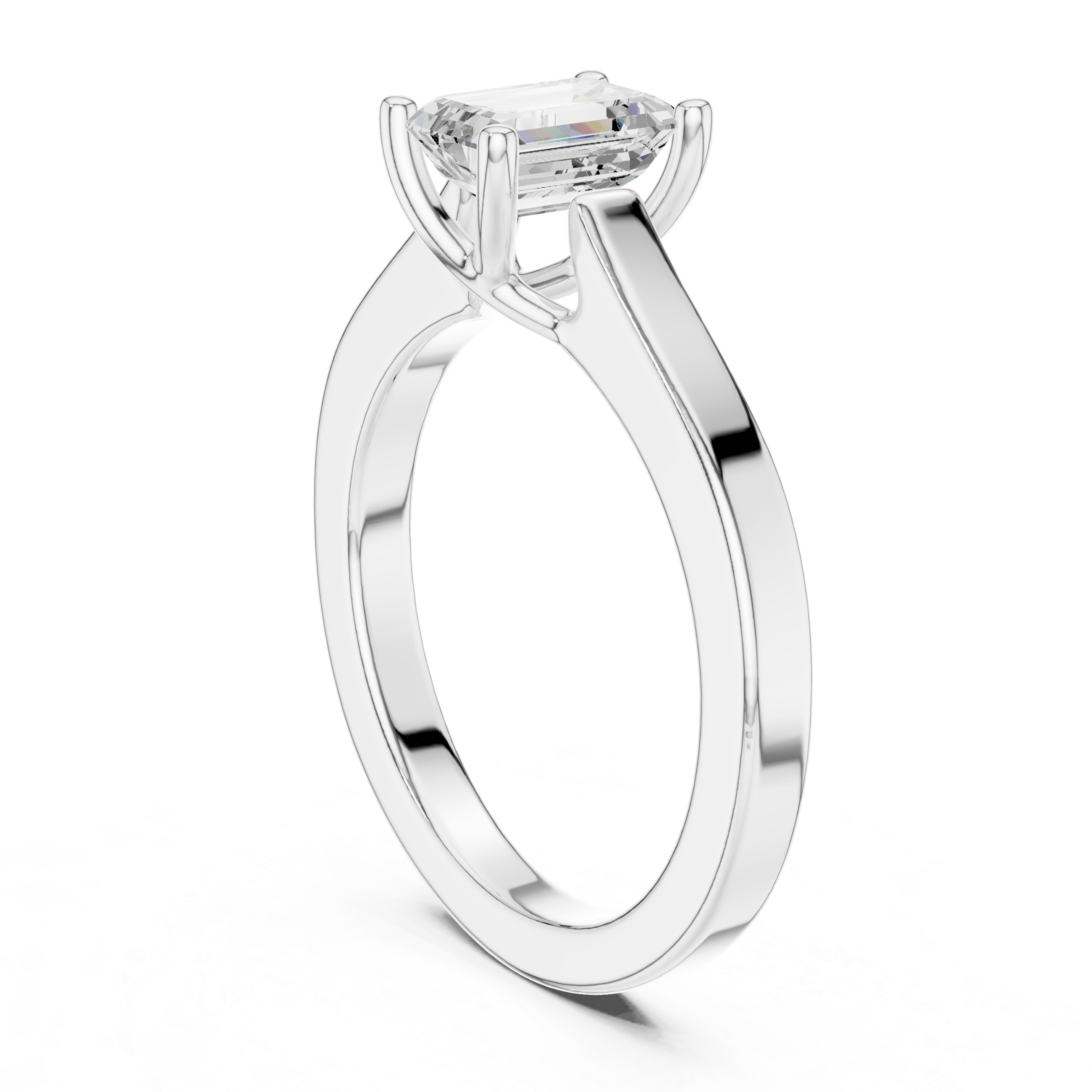 Cathedral Emerald Cut Lab Diamond Ring