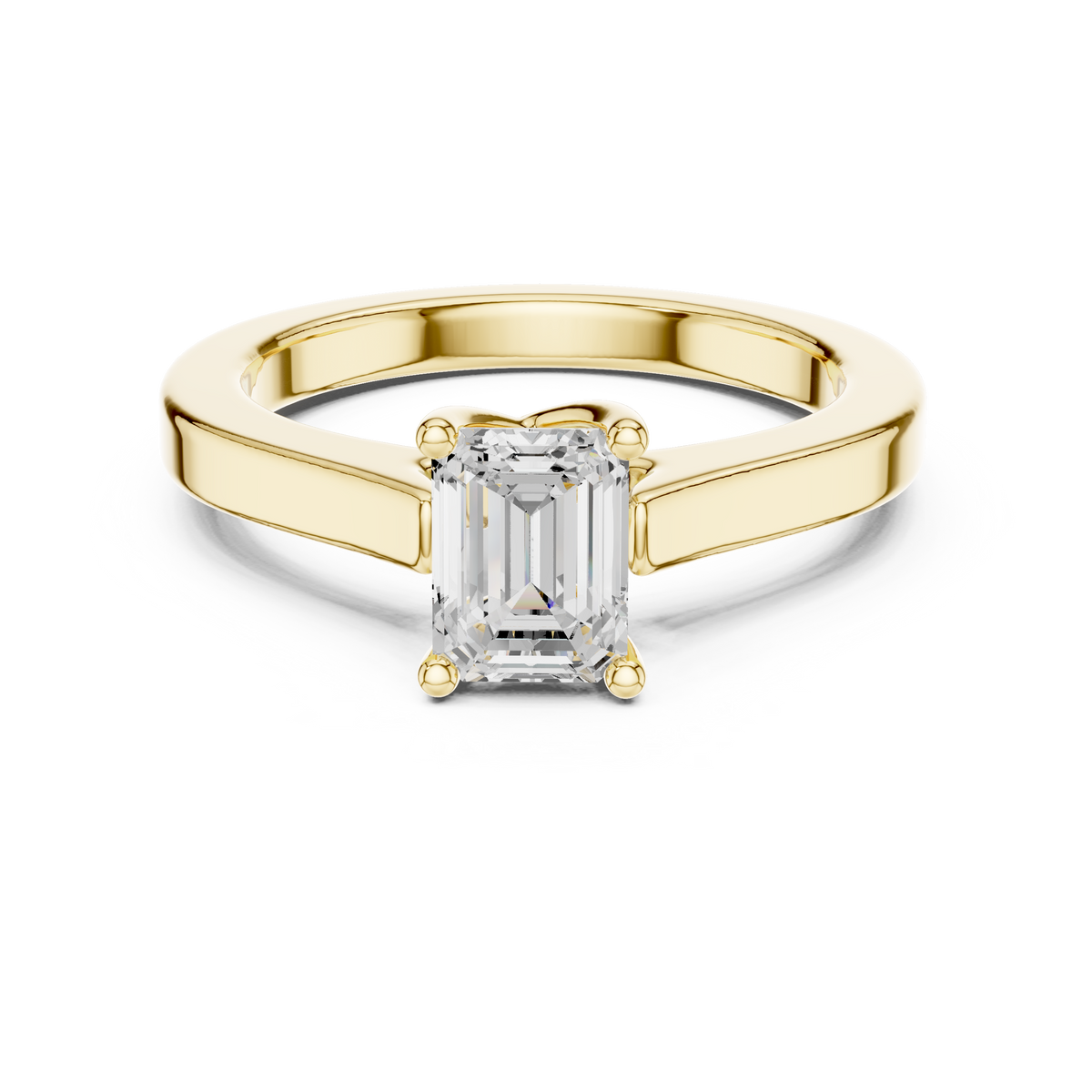Cathedral Emerald Cut Lab Diamond Ring