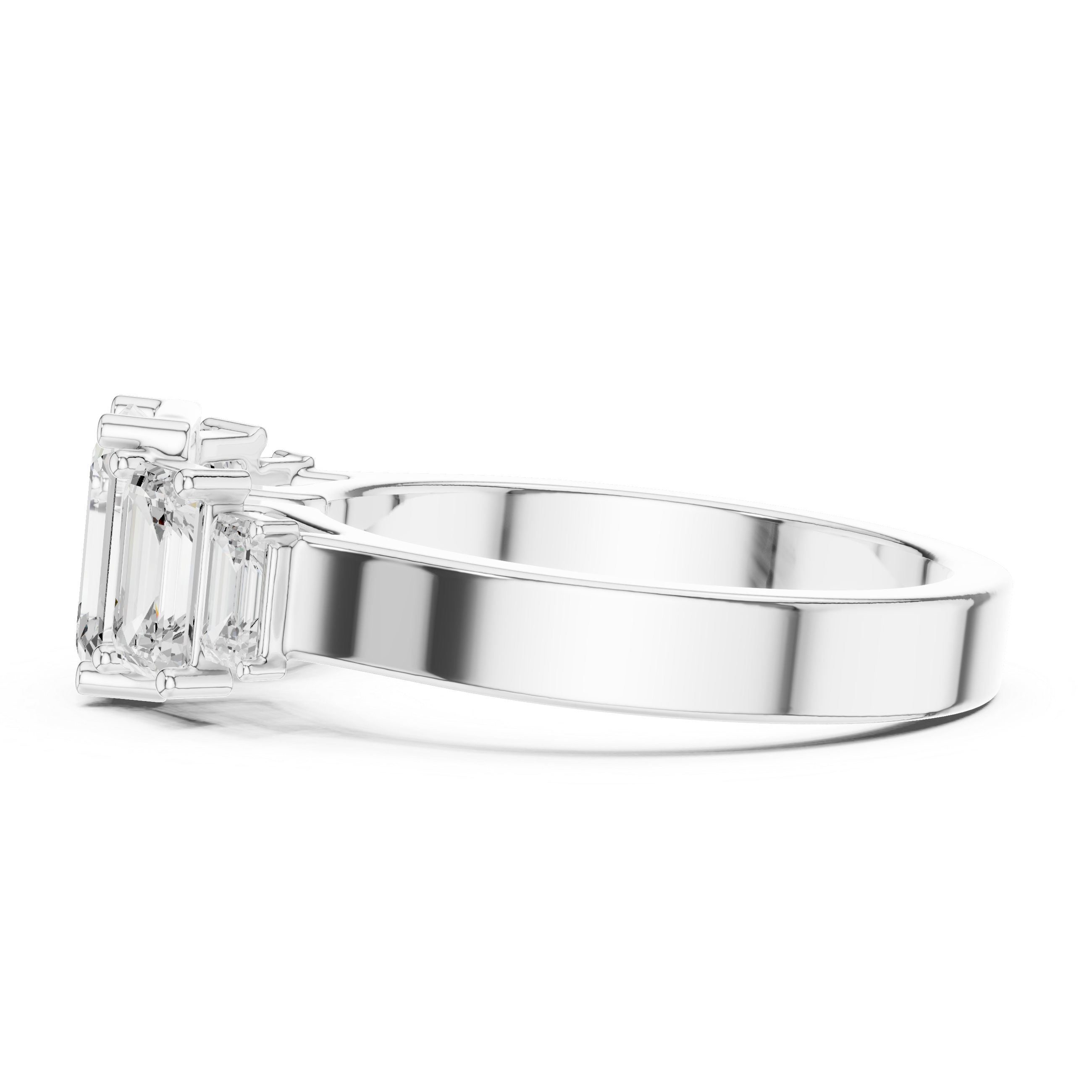 Five Stone Emerald Cut Step-Cut Diamond Engagement Ring