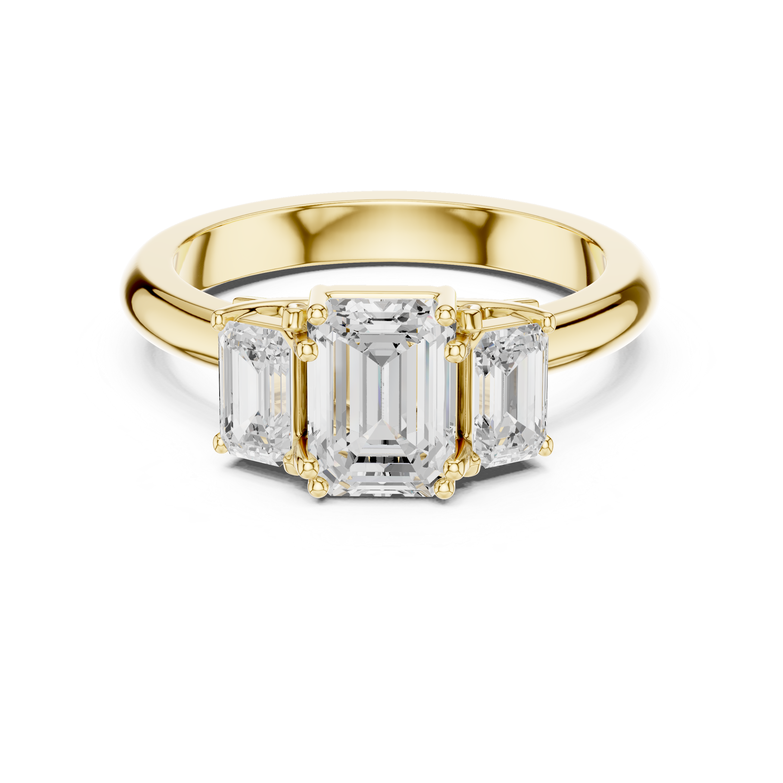 Emerald Cut Three-Stone Scalloped Filigree Under-Gallery Ring