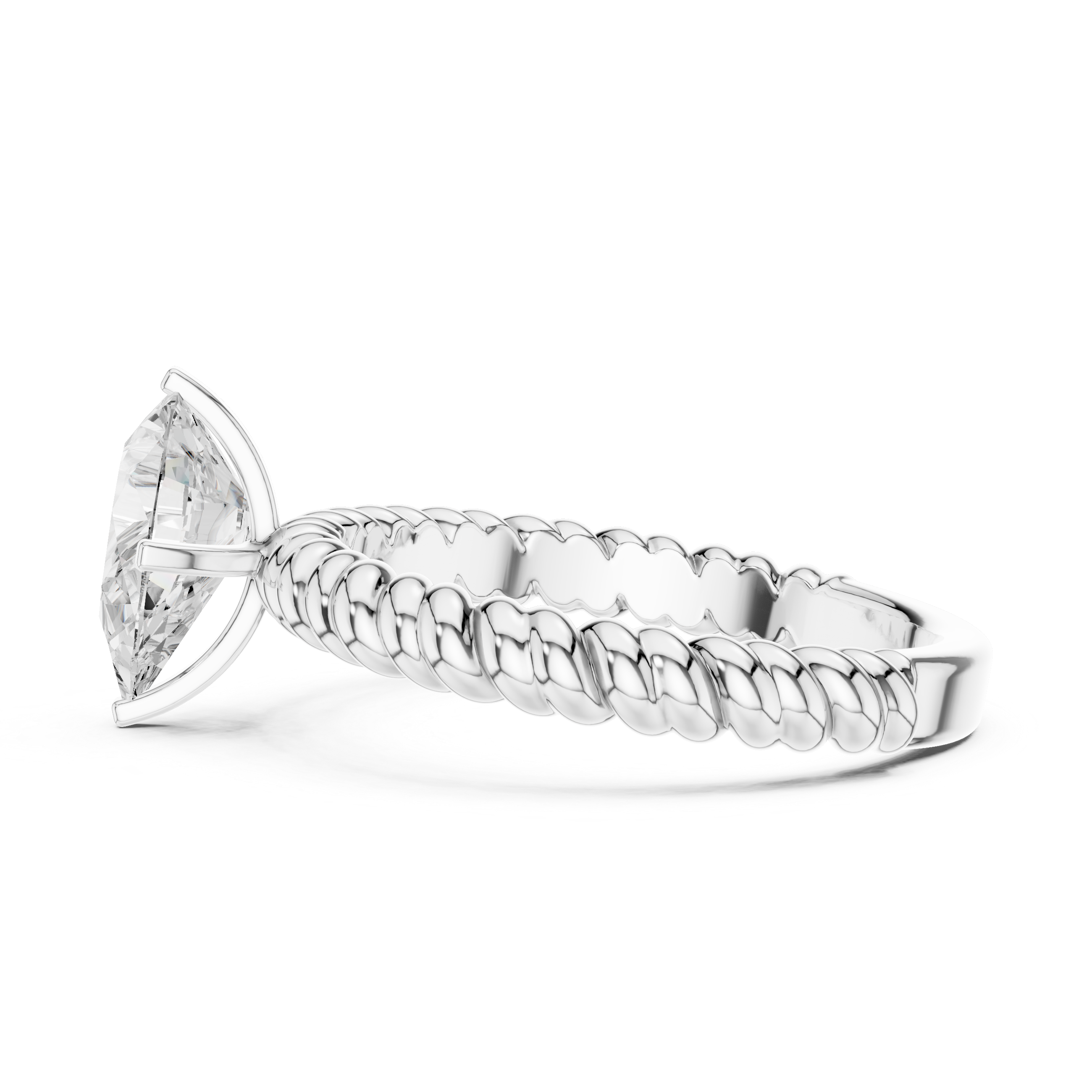 Pear Cut Twisted Rope Shank Solitaire Engagement Ring
