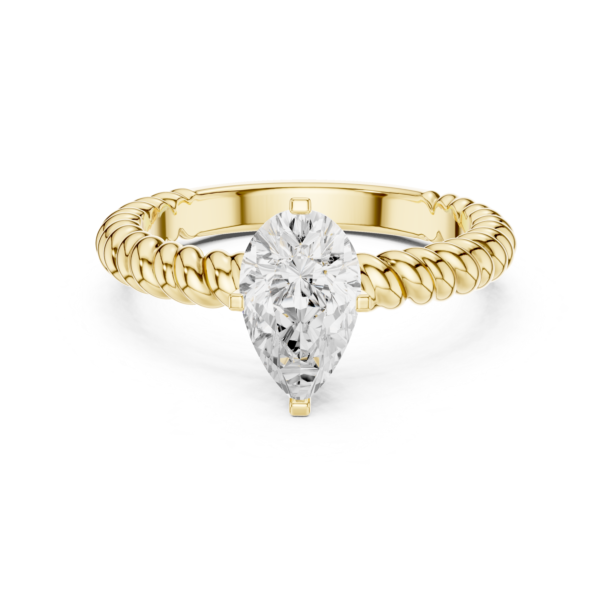 Pear Cut Twisted Rope Shank Solitaire Engagement Ring