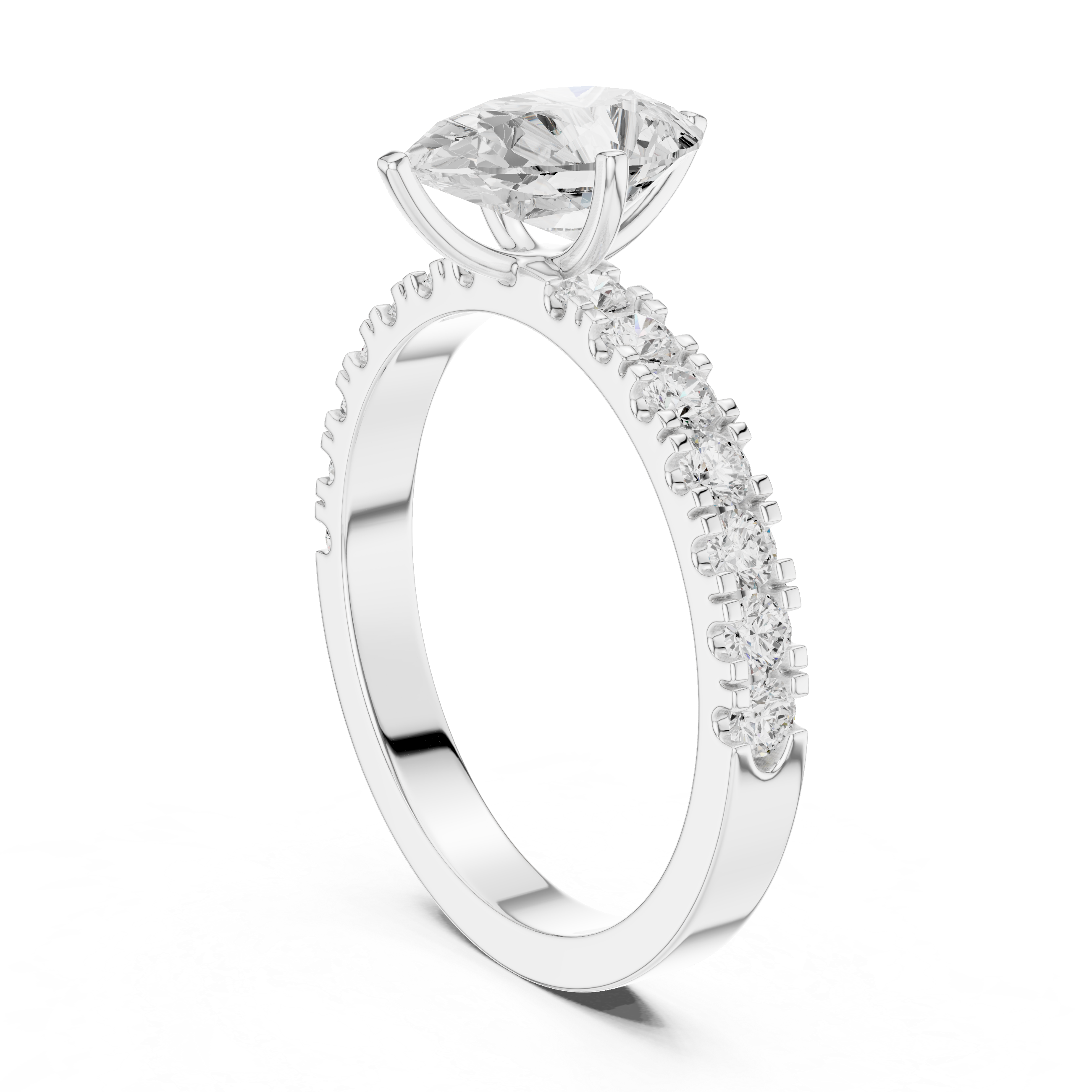 Pear Cut Pave Diamond Engagement Ring
