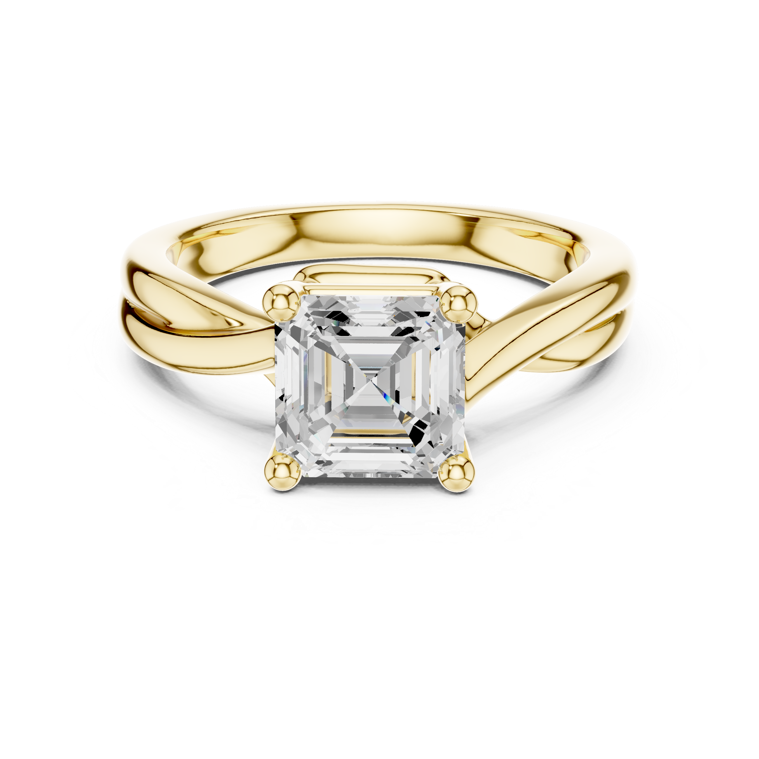 Twisted Shank Asscher Diamond Solitaire Ring