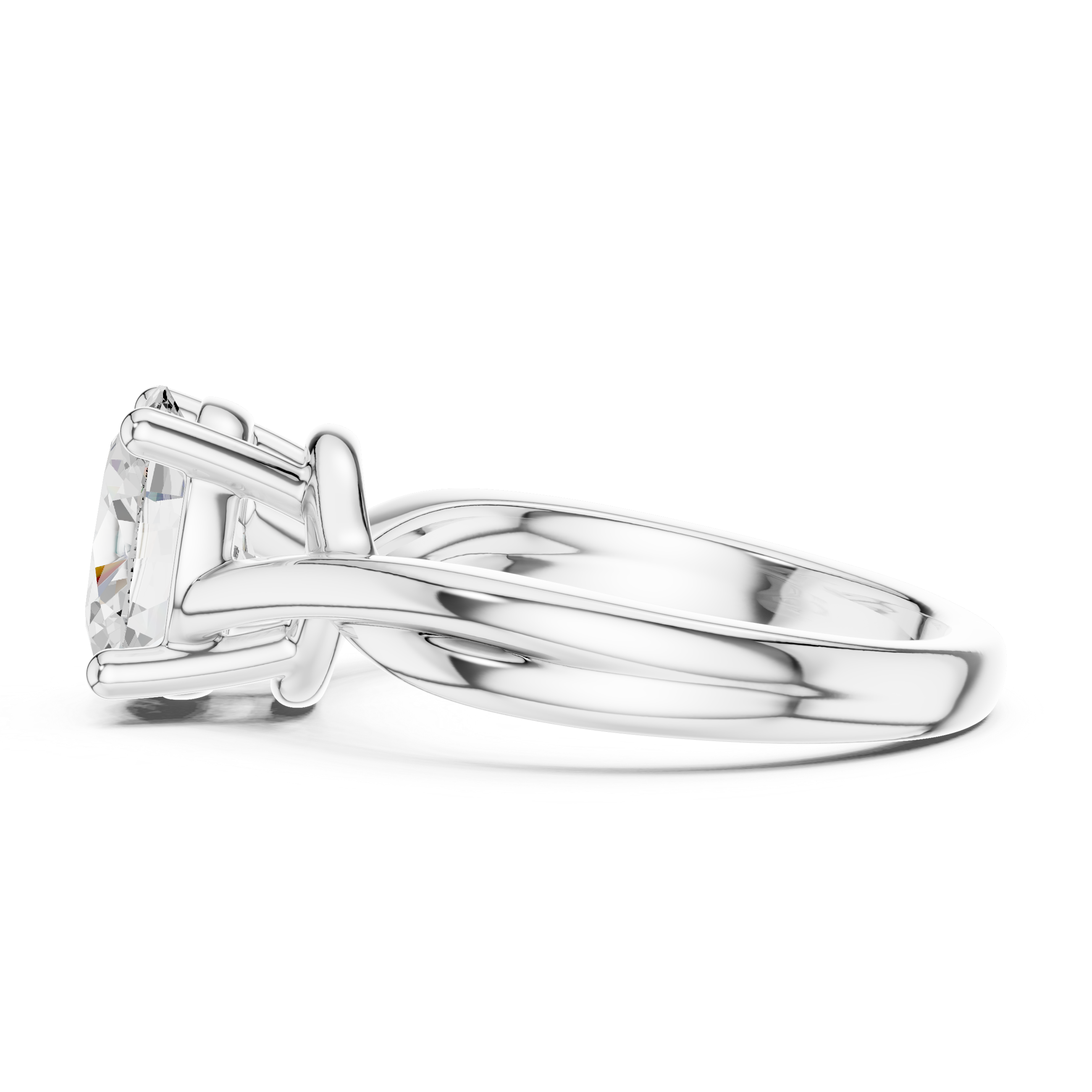 Twisted Shank Oval Diamond Solitaire Ring