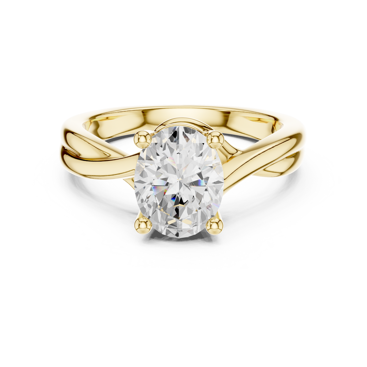 Twisted Shank Oval Diamond Solitaire Ring