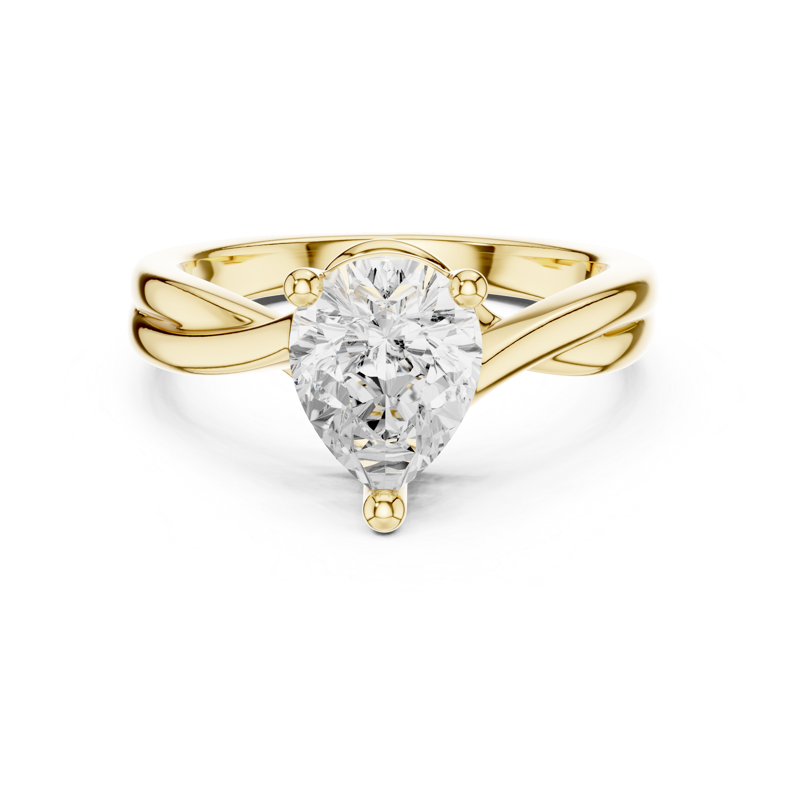 Twisted Shank Pear Diamond Solitaire Ring