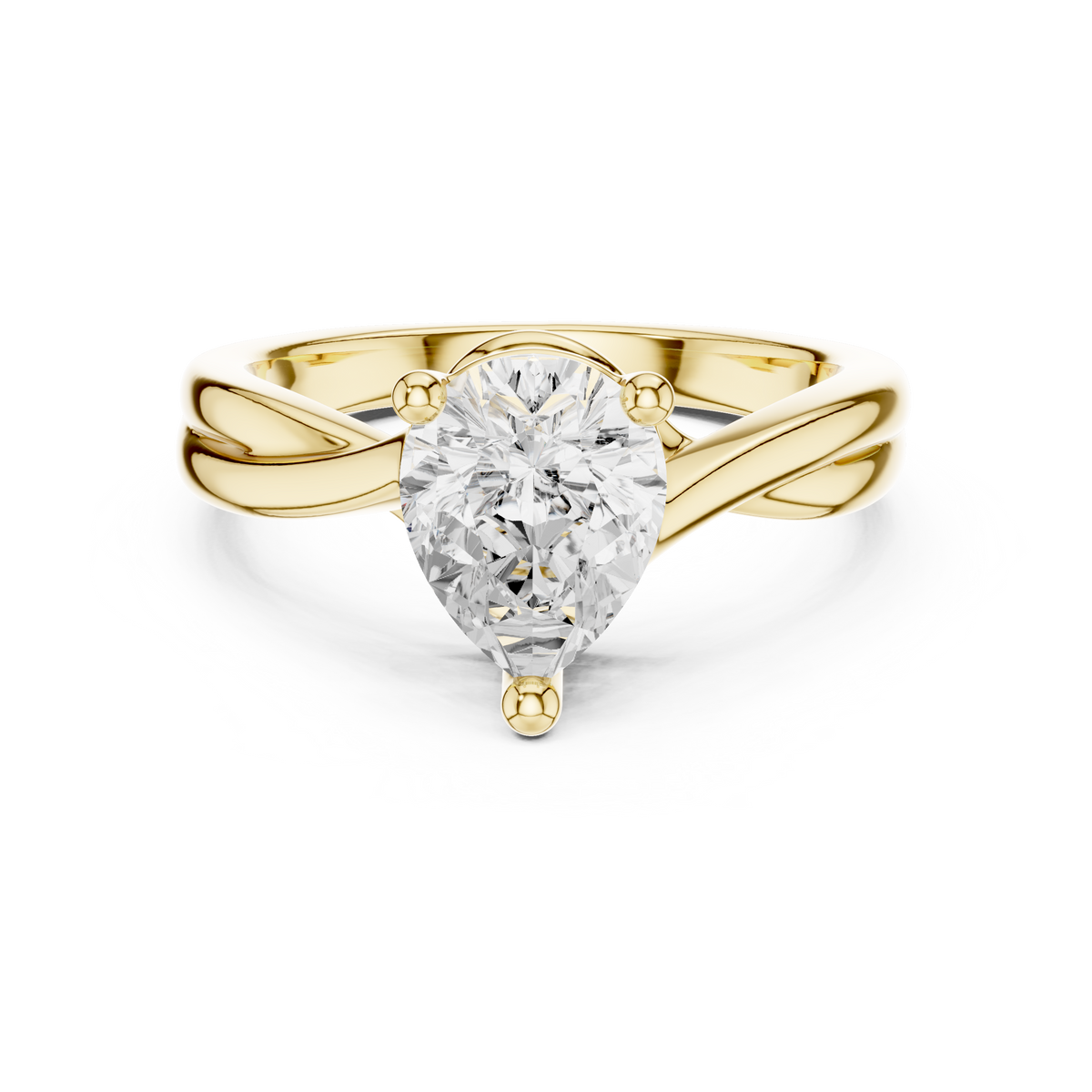Twisted Shank Pear Diamond Solitaire Ring