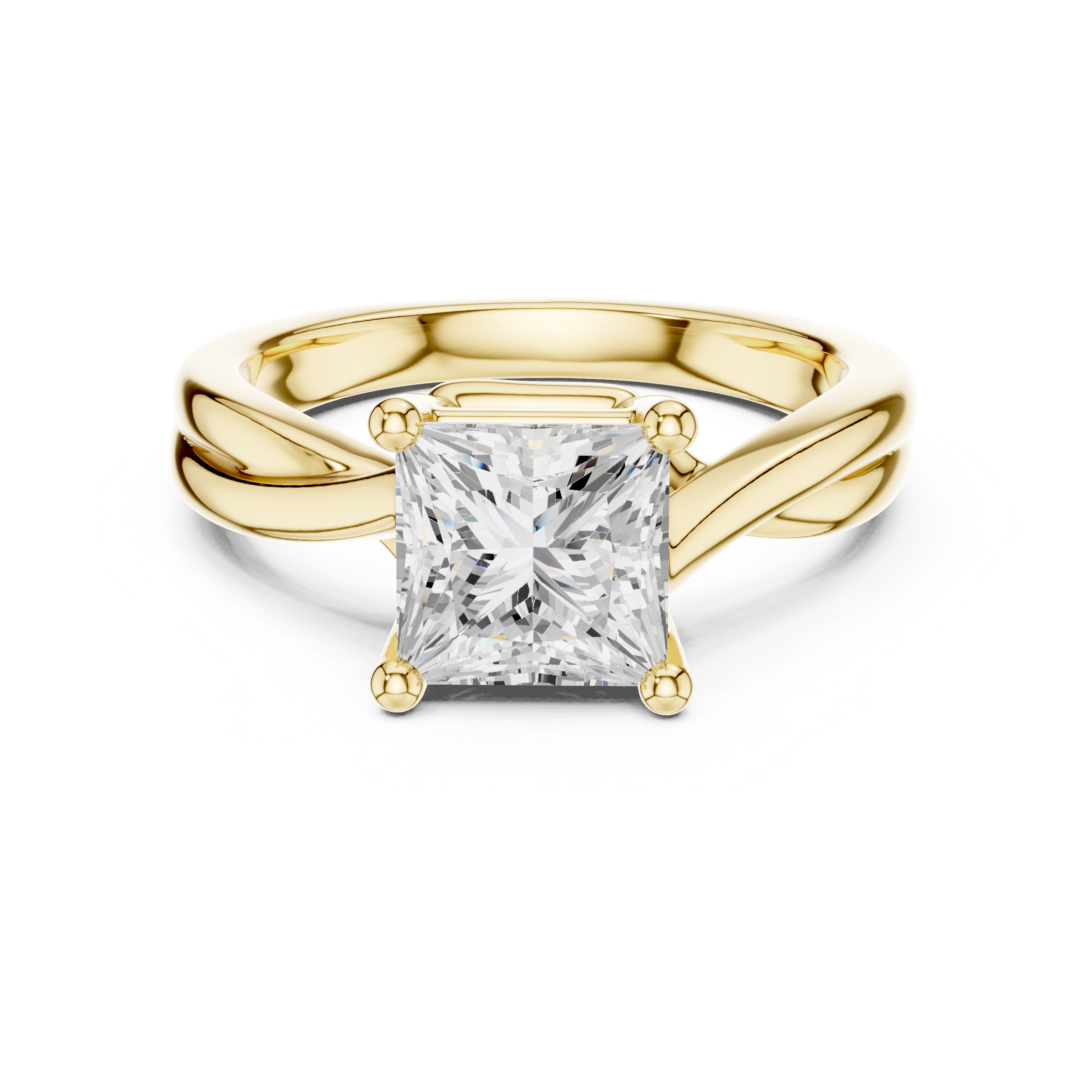 Twisted Shank Princess Diamond Solitaire Ring