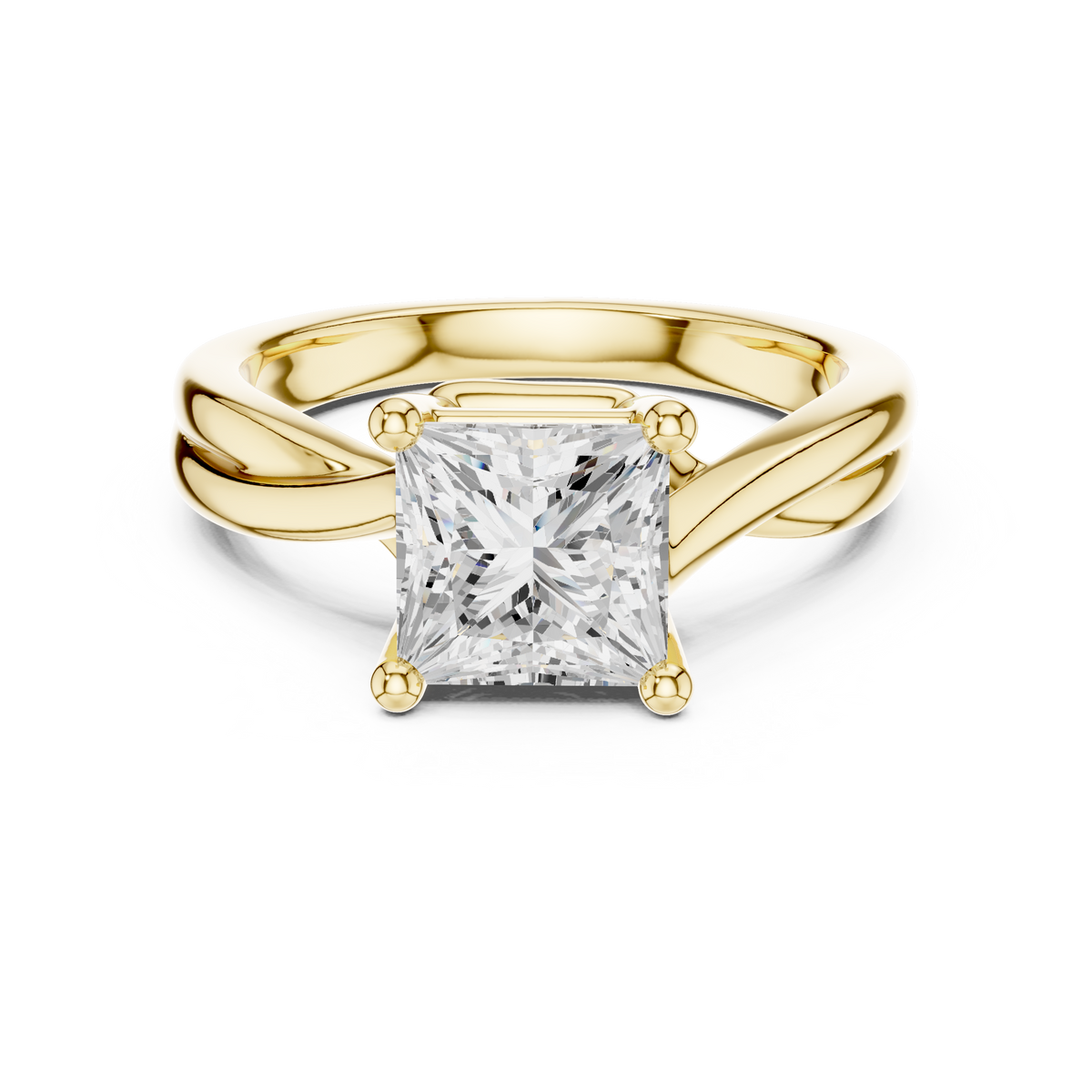 Twisted Shank Princess Diamond Solitaire Ring
