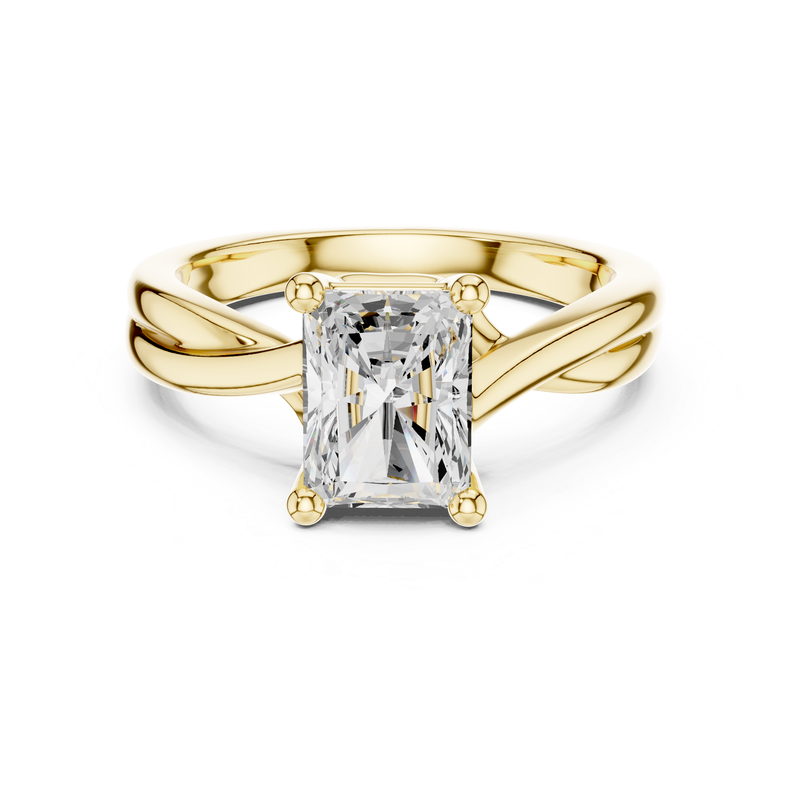 Twisted Shank Radiant Diamond Solitaire Ring