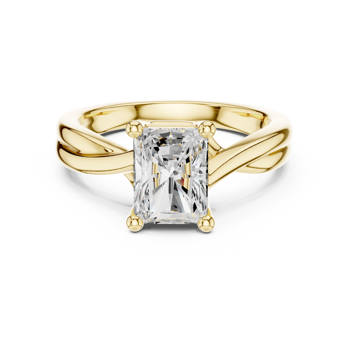 Twisted Shank Radiant Diamond Solitaire Ring