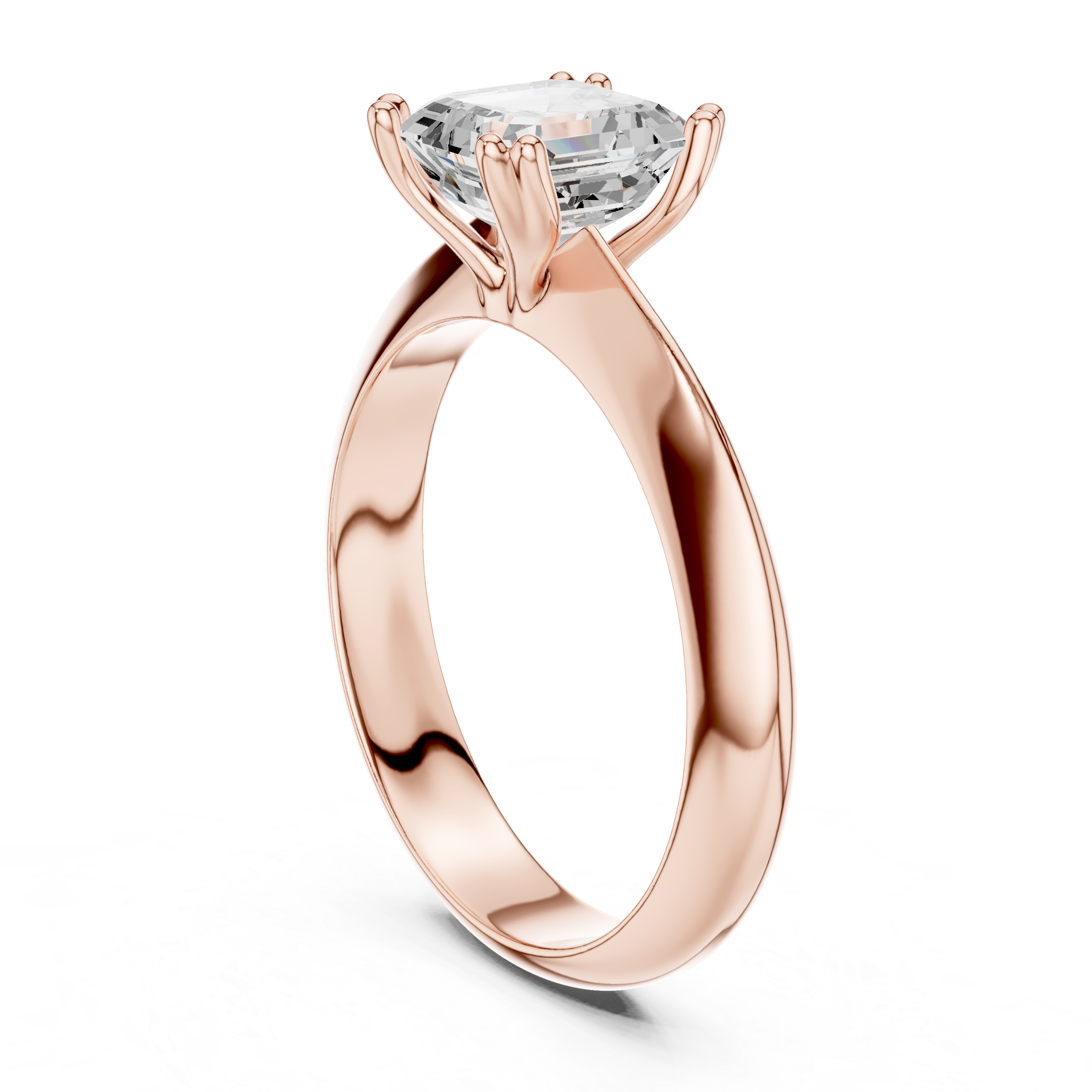 Asscher Knife Edge Solitaire Lab Grown Diamond Promise Ring
