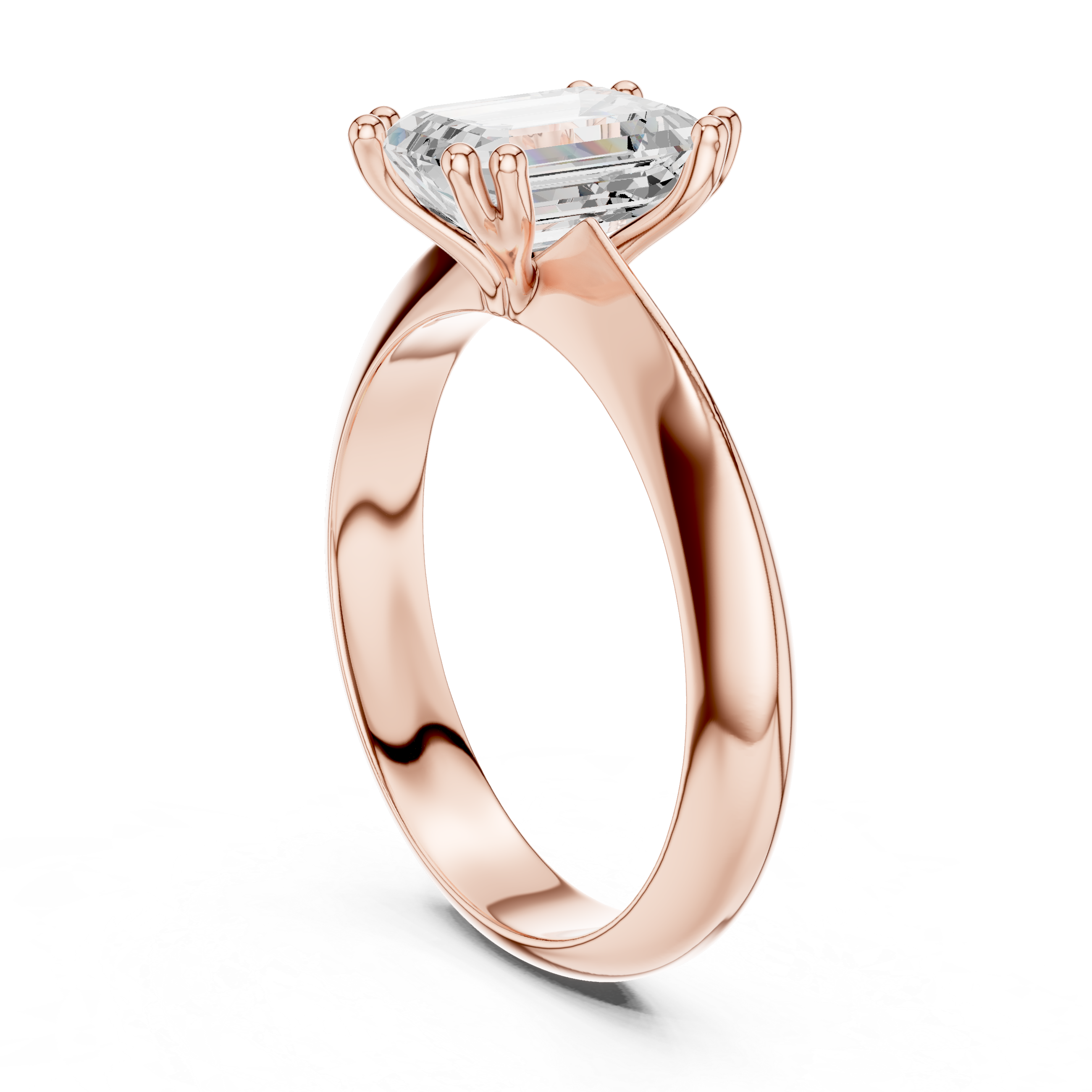 Emerald Knife Edge Solitaire Lab Grown Diamond Promise Ring
