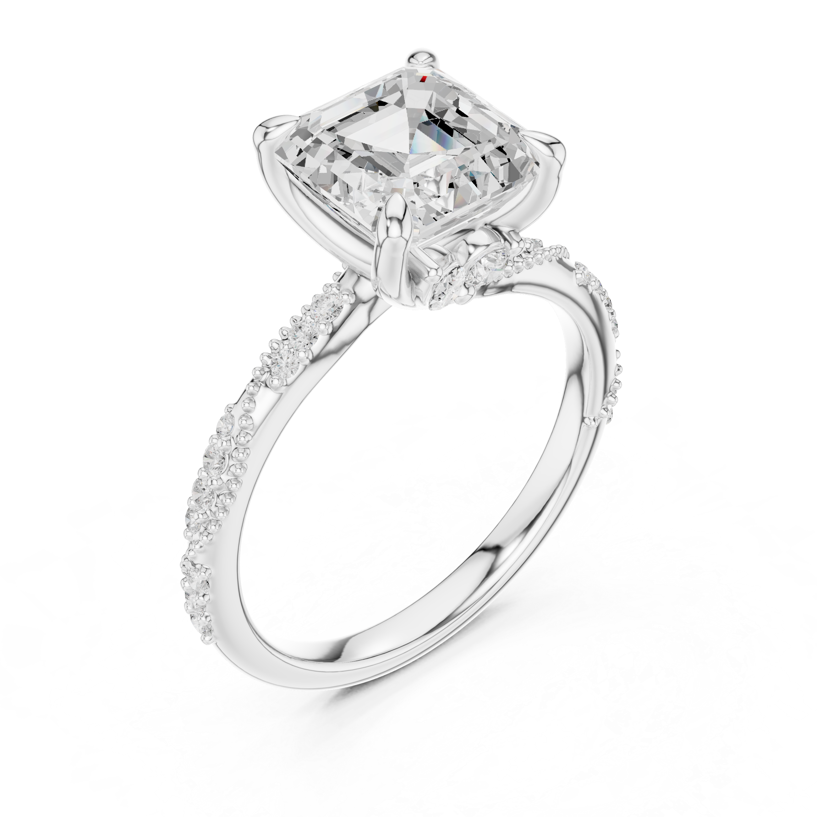 Asscher Cut Diamond Engagement Ring With Vintage Milgrain Band