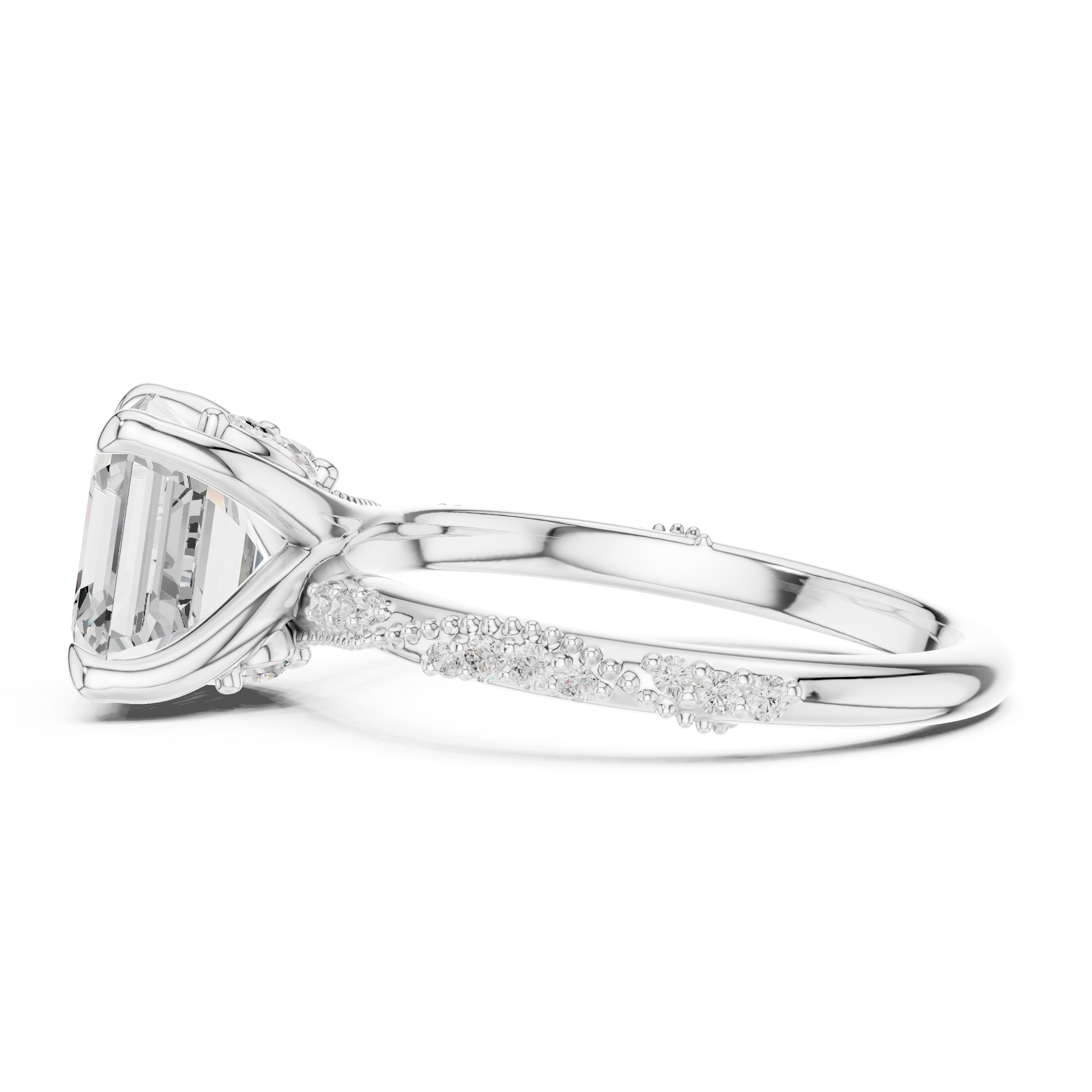Asscher Cut Diamond Engagement Ring With Vintage Milgrain Band