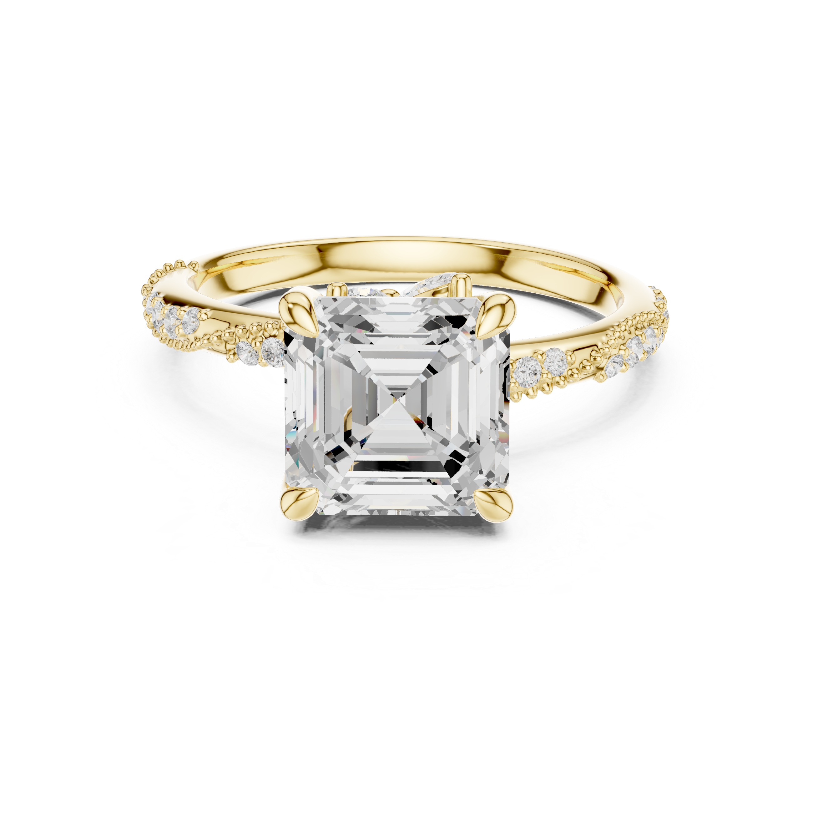 Asscher Cut Diamond Engagement Ring With Vintage Milgrain Band