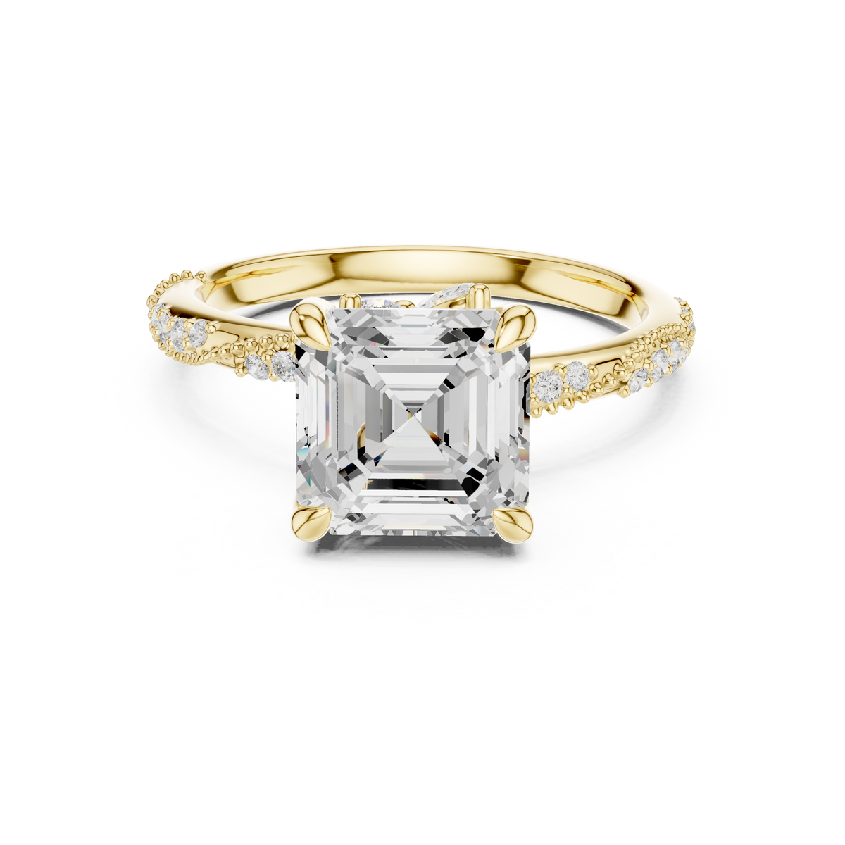 Asscher Cut Diamond Engagement Ring With Vintage Milgrain Band