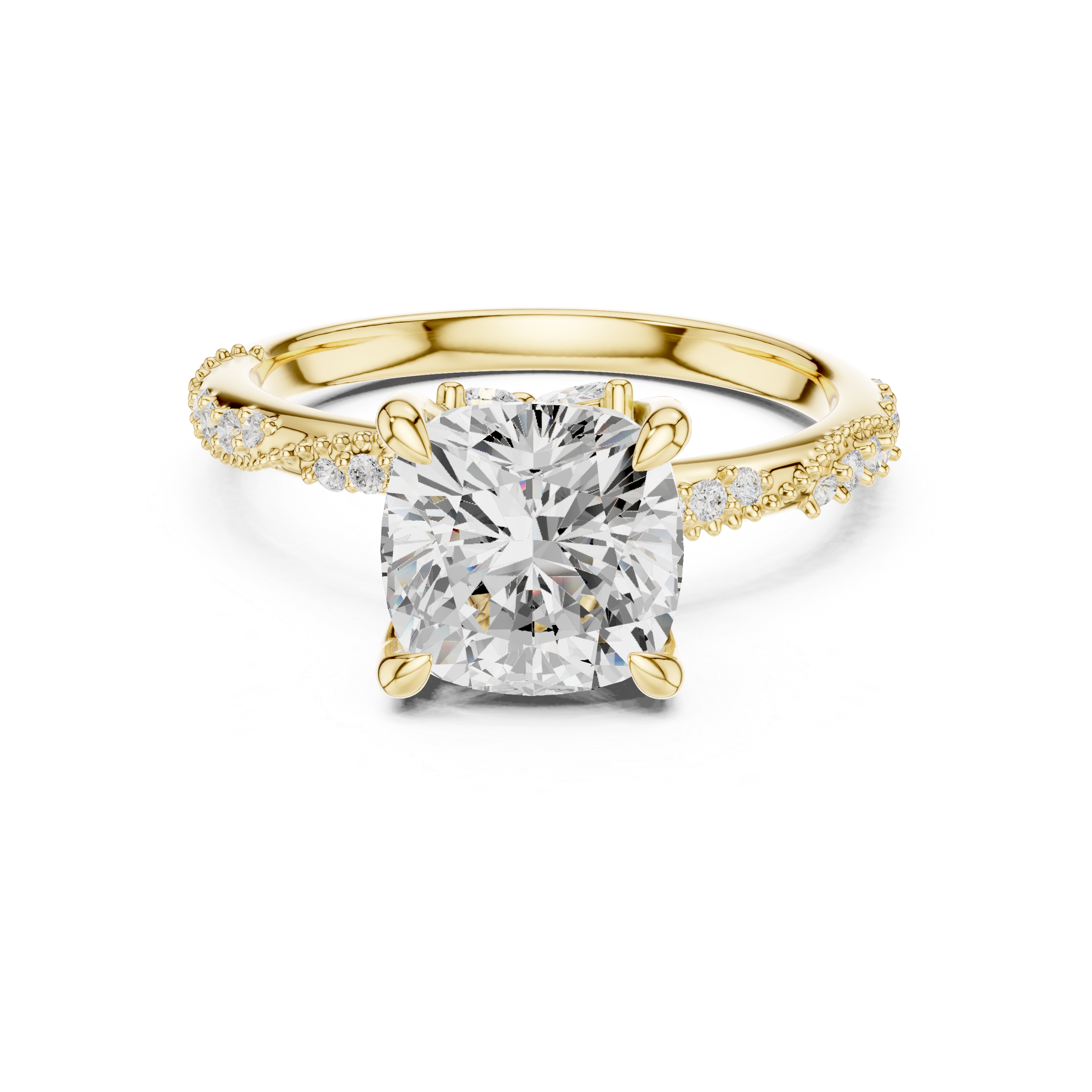 Cushion Cut Diamond Engagement Ring With Vintage Milgrain Band