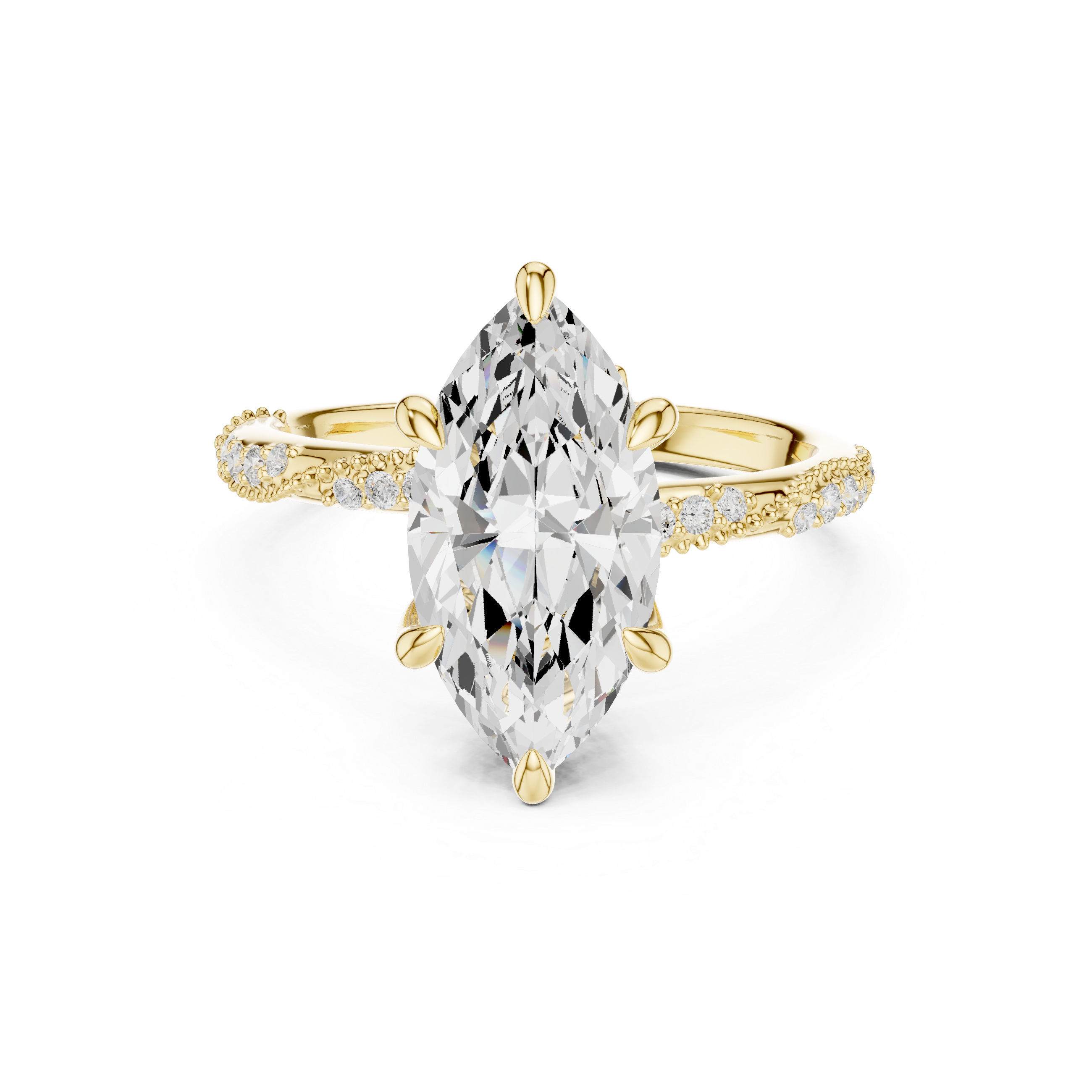 Marquise Cut Diamond Engagement Ring With Vintage Milgrain Band