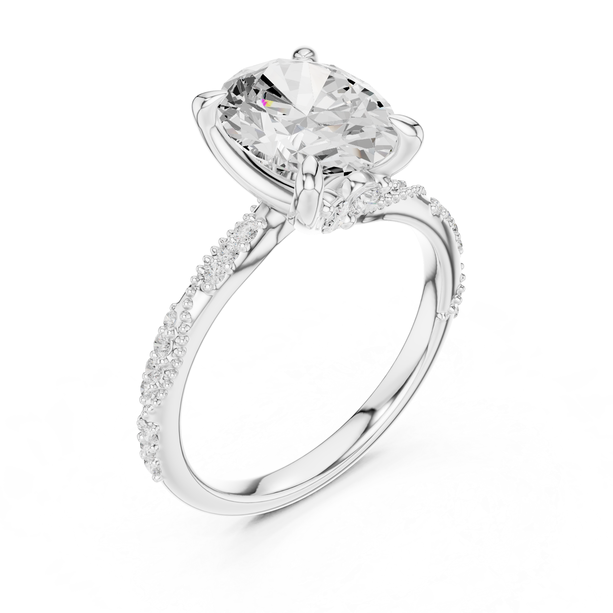 Oval Cut Diamond Engagement Ring With Vintage Milgrain Band