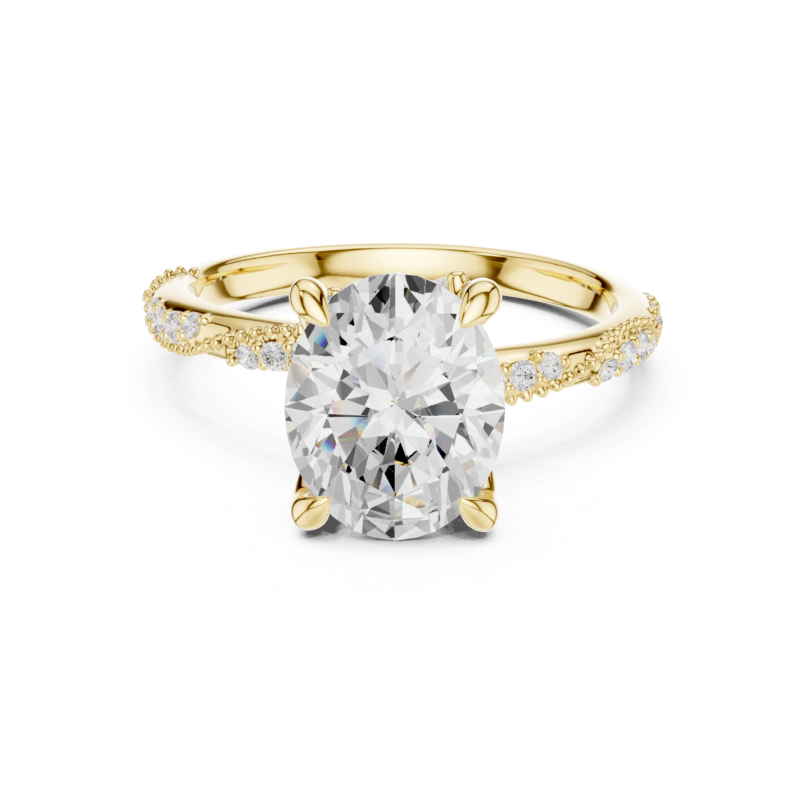 Oval Cut Diamond Engagement Ring With Vintage Milgrain Band