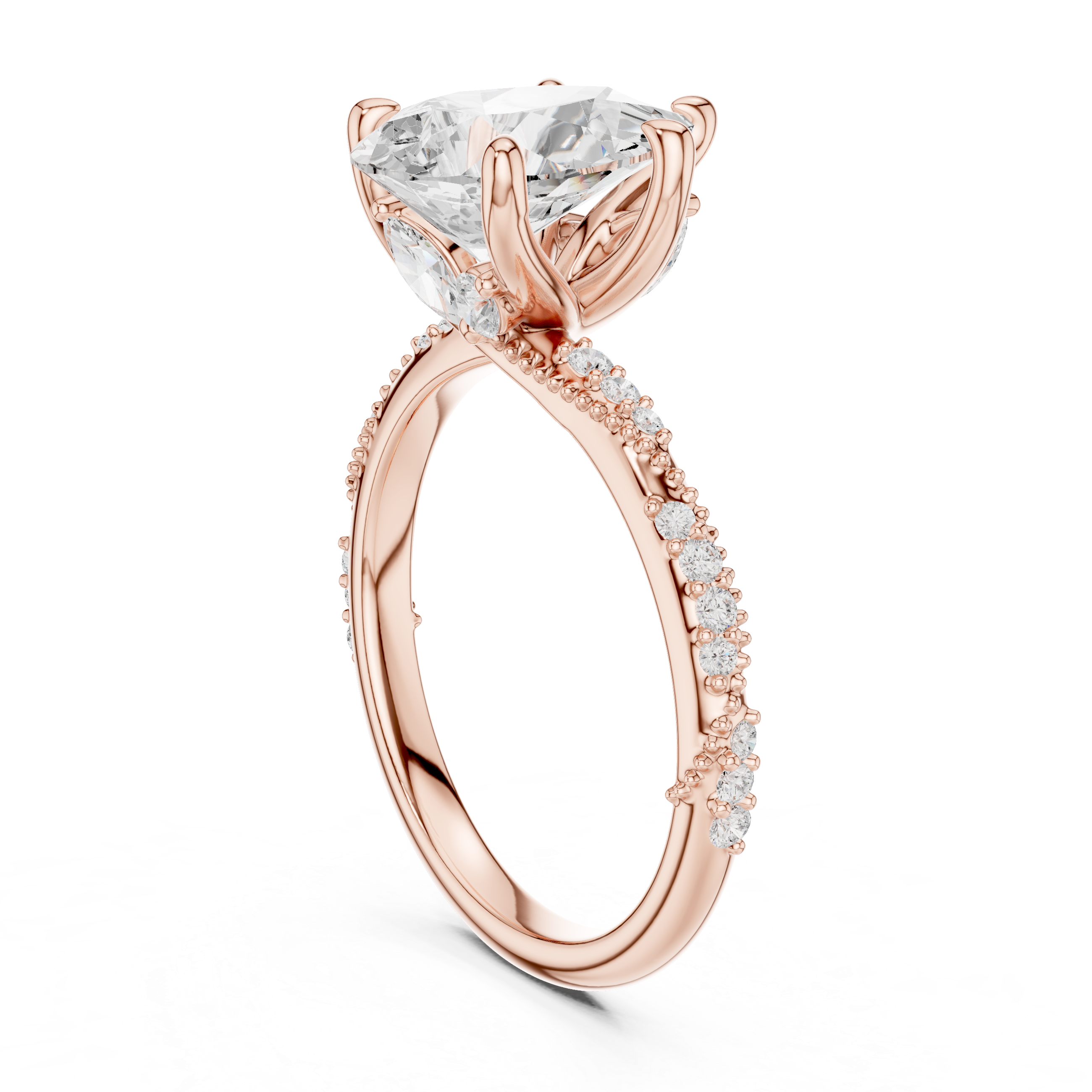 Pear Cut Diamond Engagement Ring With Vintage Milgrain Band