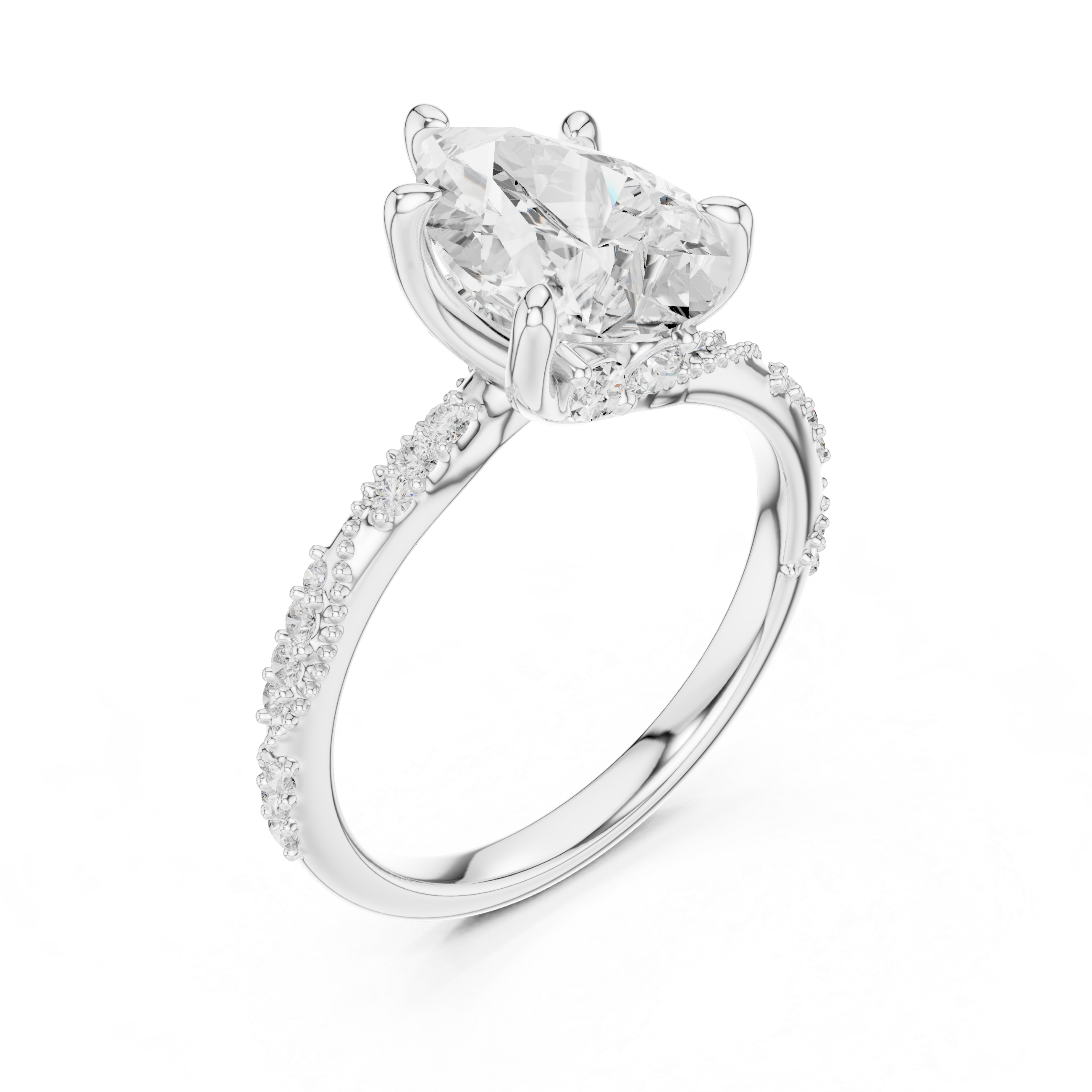 Pear Cut Diamond Engagement Ring With Vintage Milgrain Band