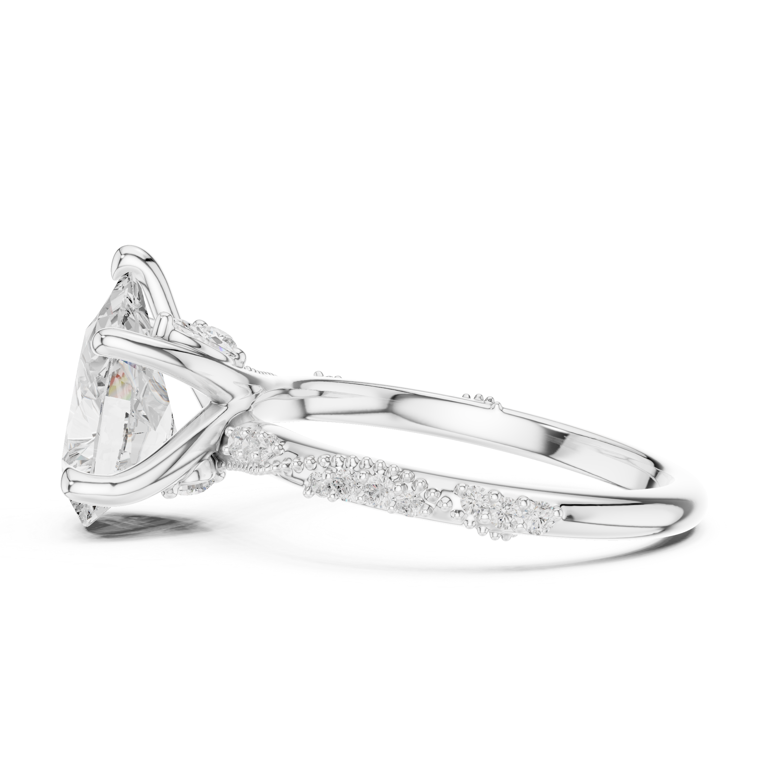 Pear Cut Diamond Engagement Ring With Vintage Milgrain Band