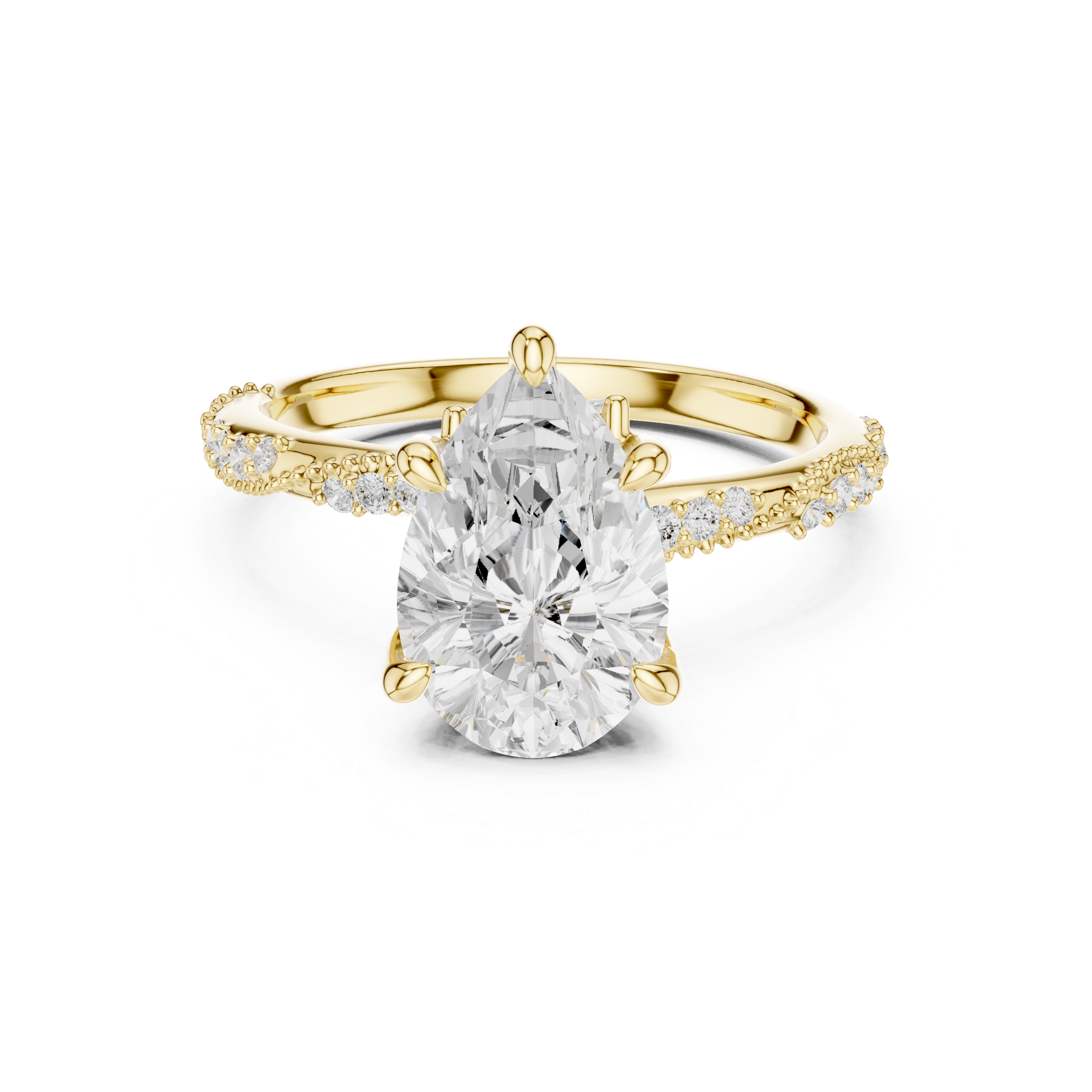Pear Cut Diamond Engagement Ring With Vintage Milgrain Band