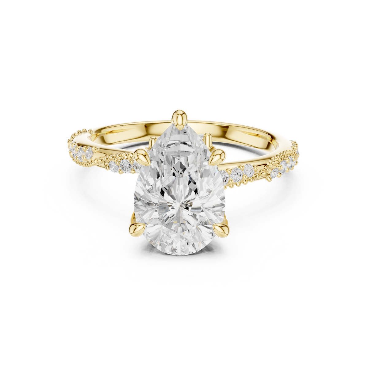 Pear Cut Diamond Engagement Ring With Vintage Milgrain Band