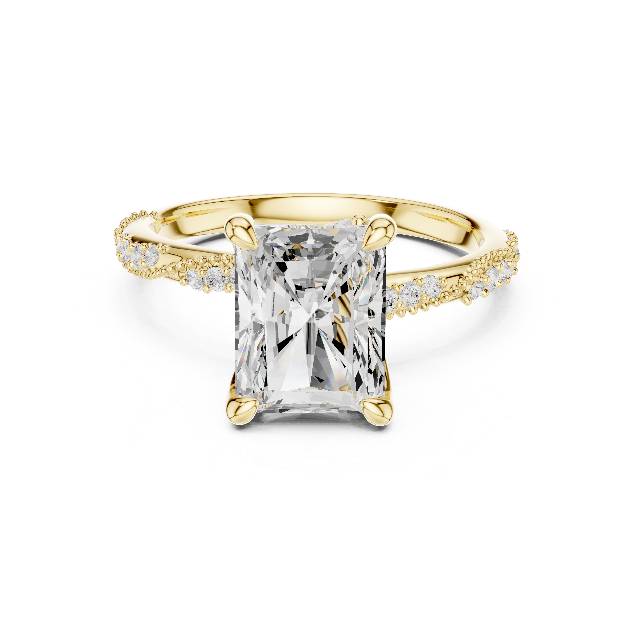 Radiant Cut Diamond Engagement Ring With Vintage Milgrain Band
